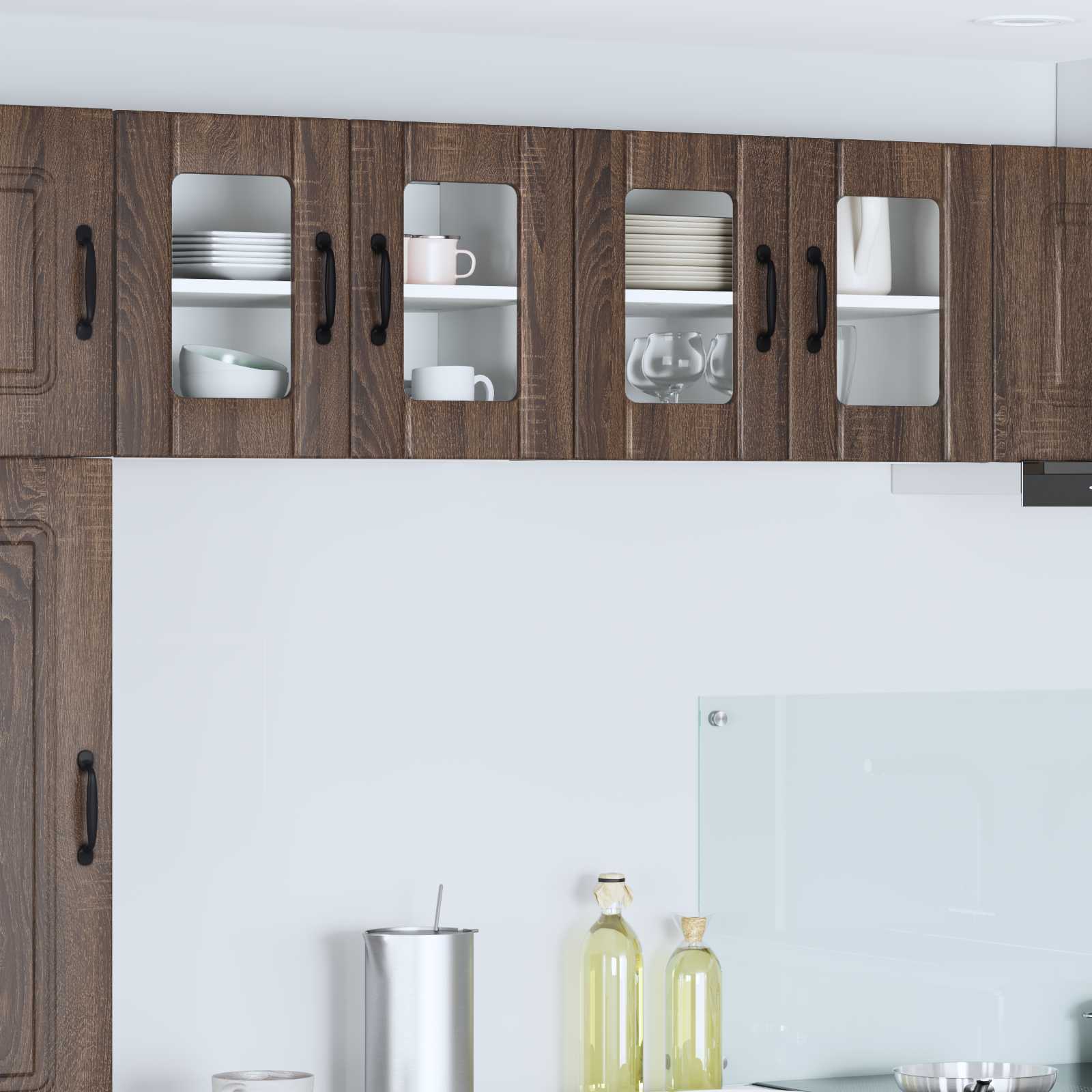 Wandglas-Schrank LUCCA 2 stk. Brauneiche Holzwerkstoff