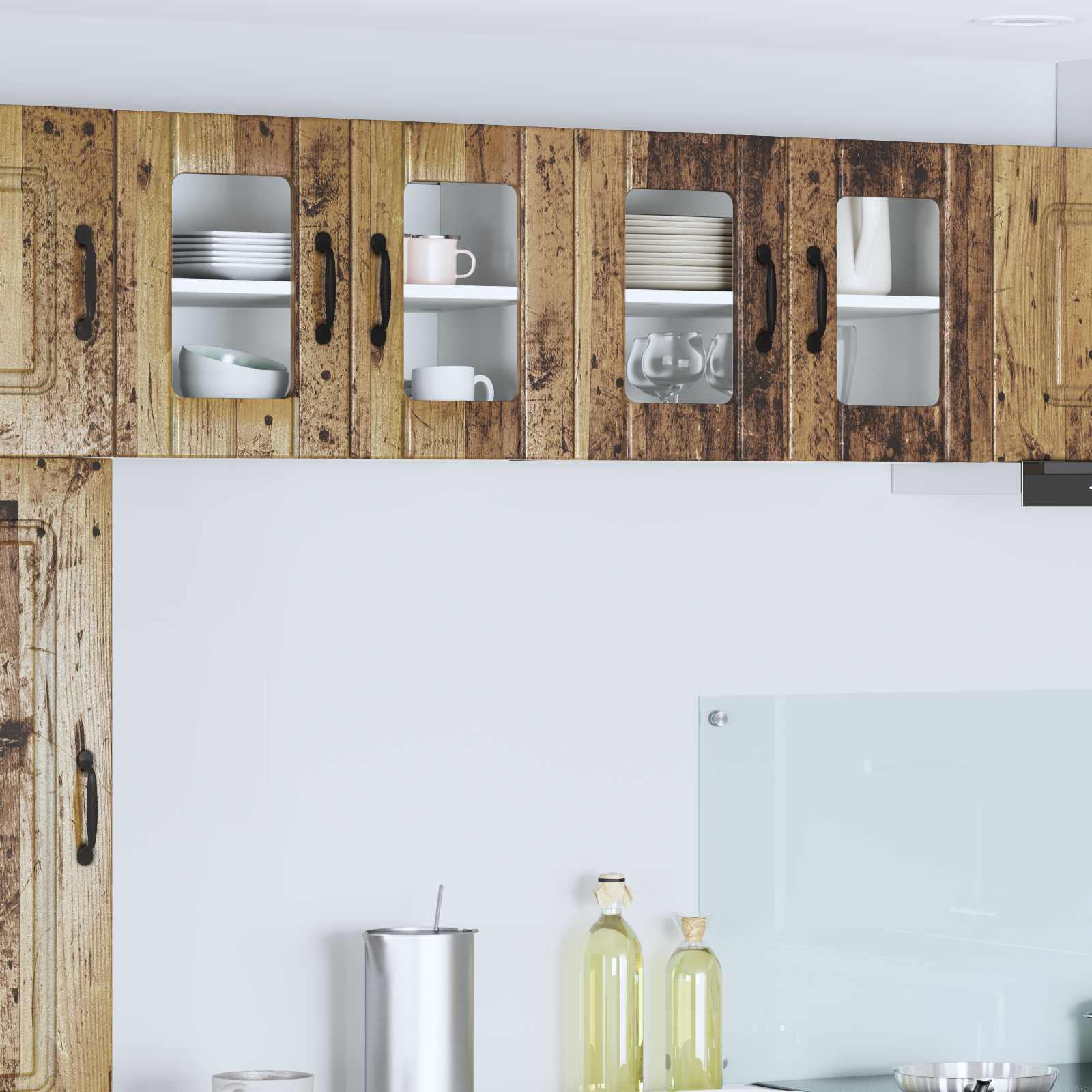 Wandglas-Schrank LUCCA 2 stk. Altholz Holzwerkstoff