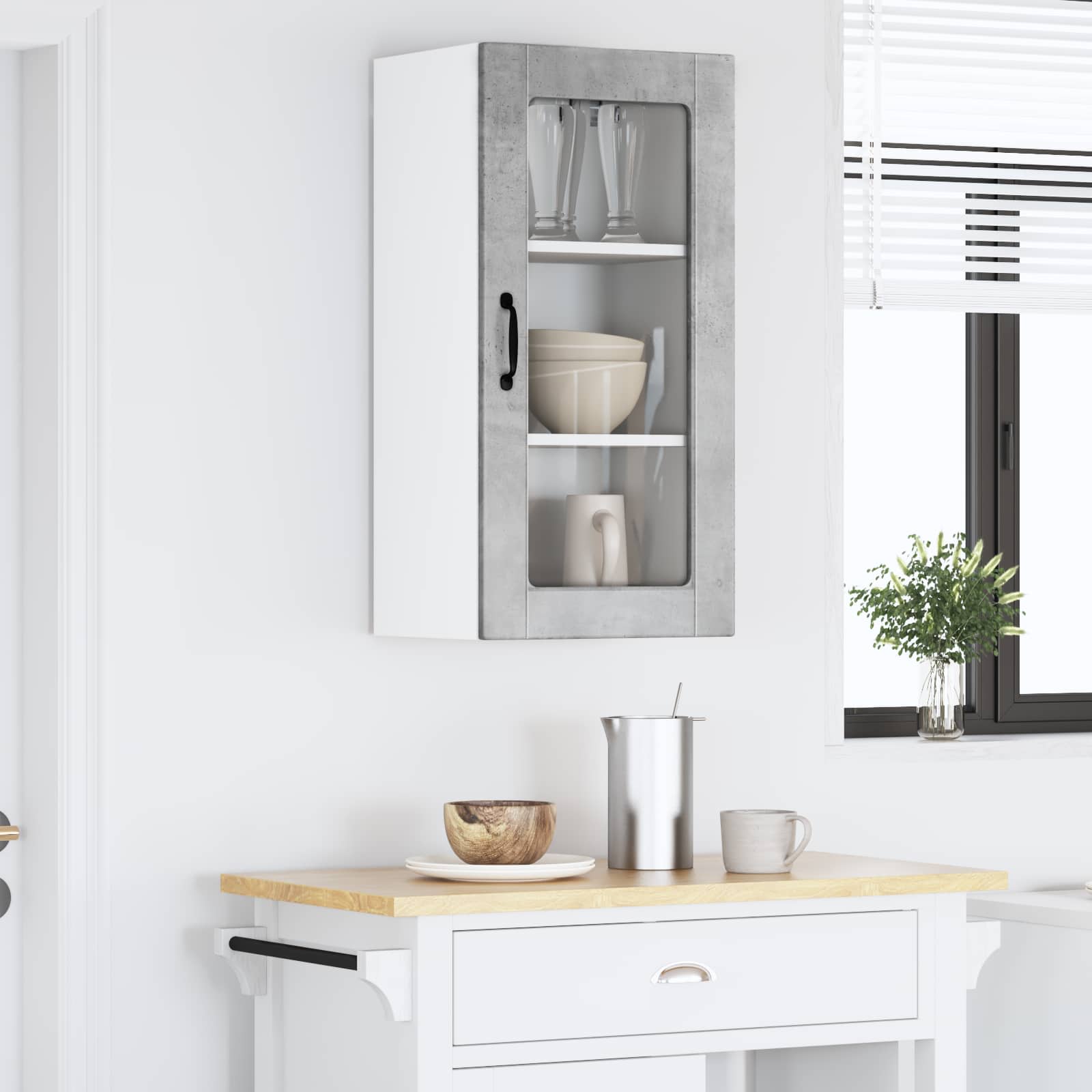Wandglas-Schrank LUCCA Betongrau 40 x 31 x 80 cm Holzwerkstoff