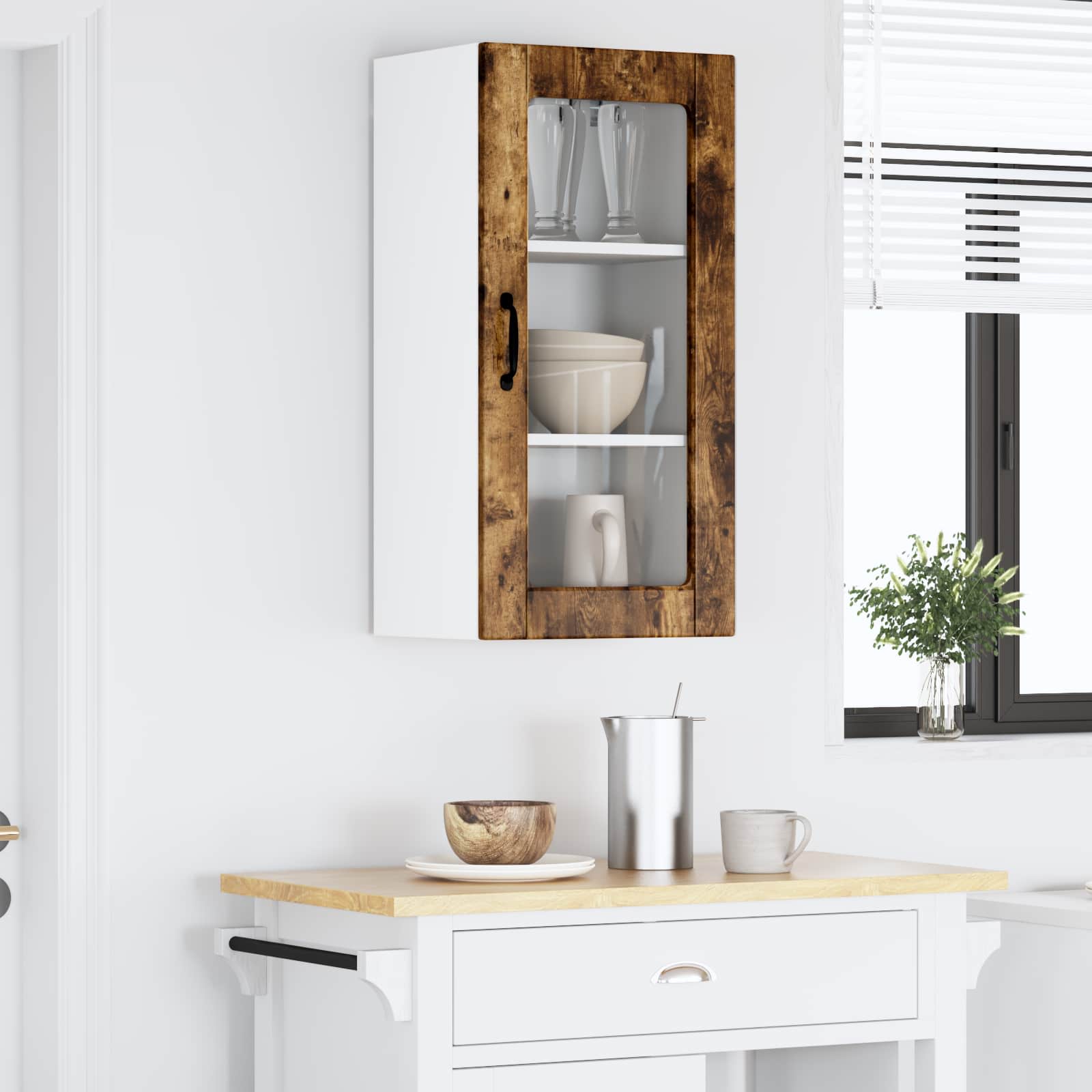 Wandglas-Schrank LUCCA 2 stk. Geräucherte Eiche Holzwerkstoff