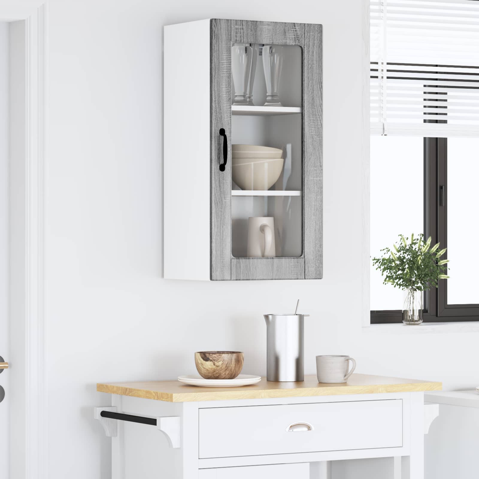 Wandglas-Schrank LUCCA Graues Sonoma 40 x 31 x 80 cm