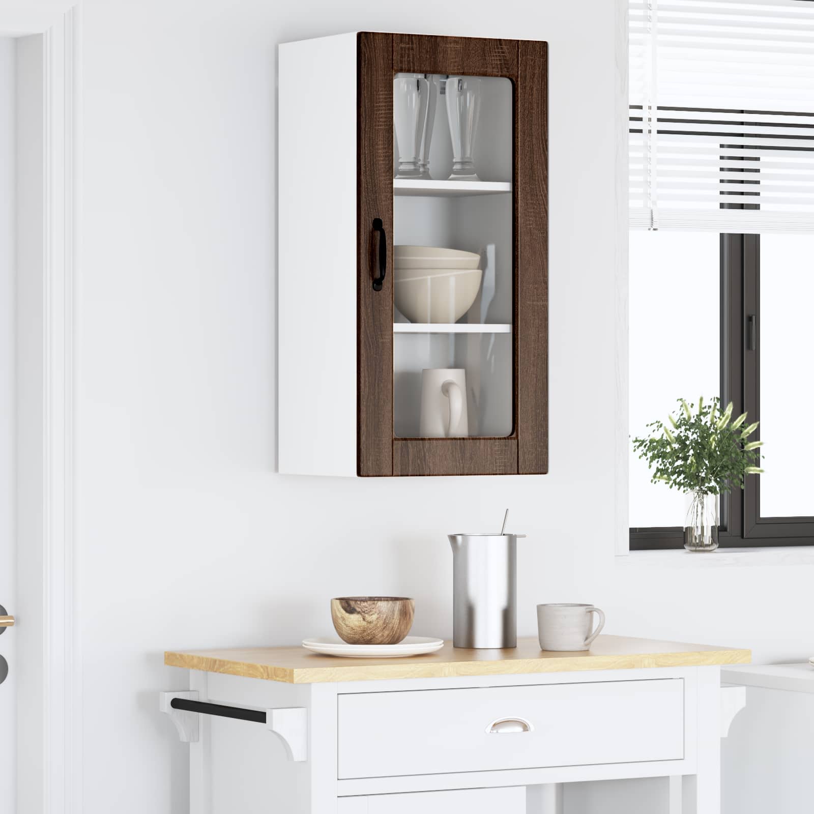 Wandglas-Schrank LUCCA Brauneiche 40 x 31 x 80 cm Holzwerkstoff