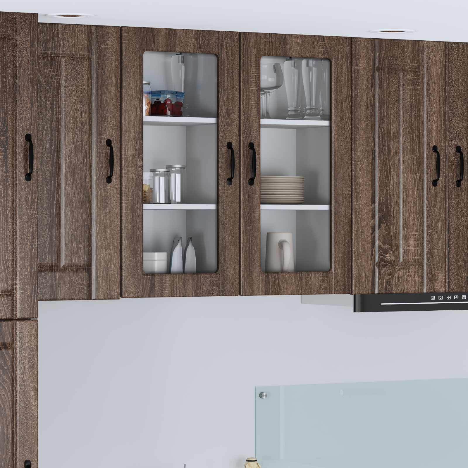 Wandglas-Schrank LUCCA 2 stk. Brauneiche Holzwerkstoff