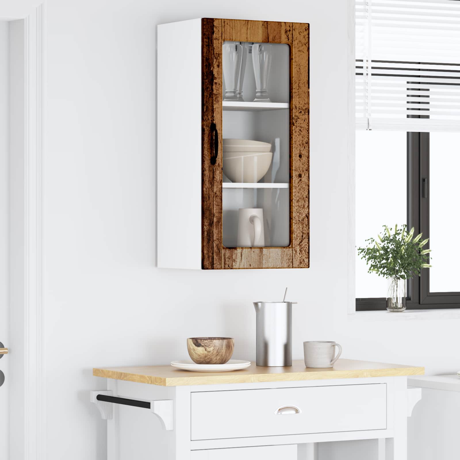 Wandglas-Schrank LUCCA Altholz 40 x 31 x 80 cm Holzwerkstoff
