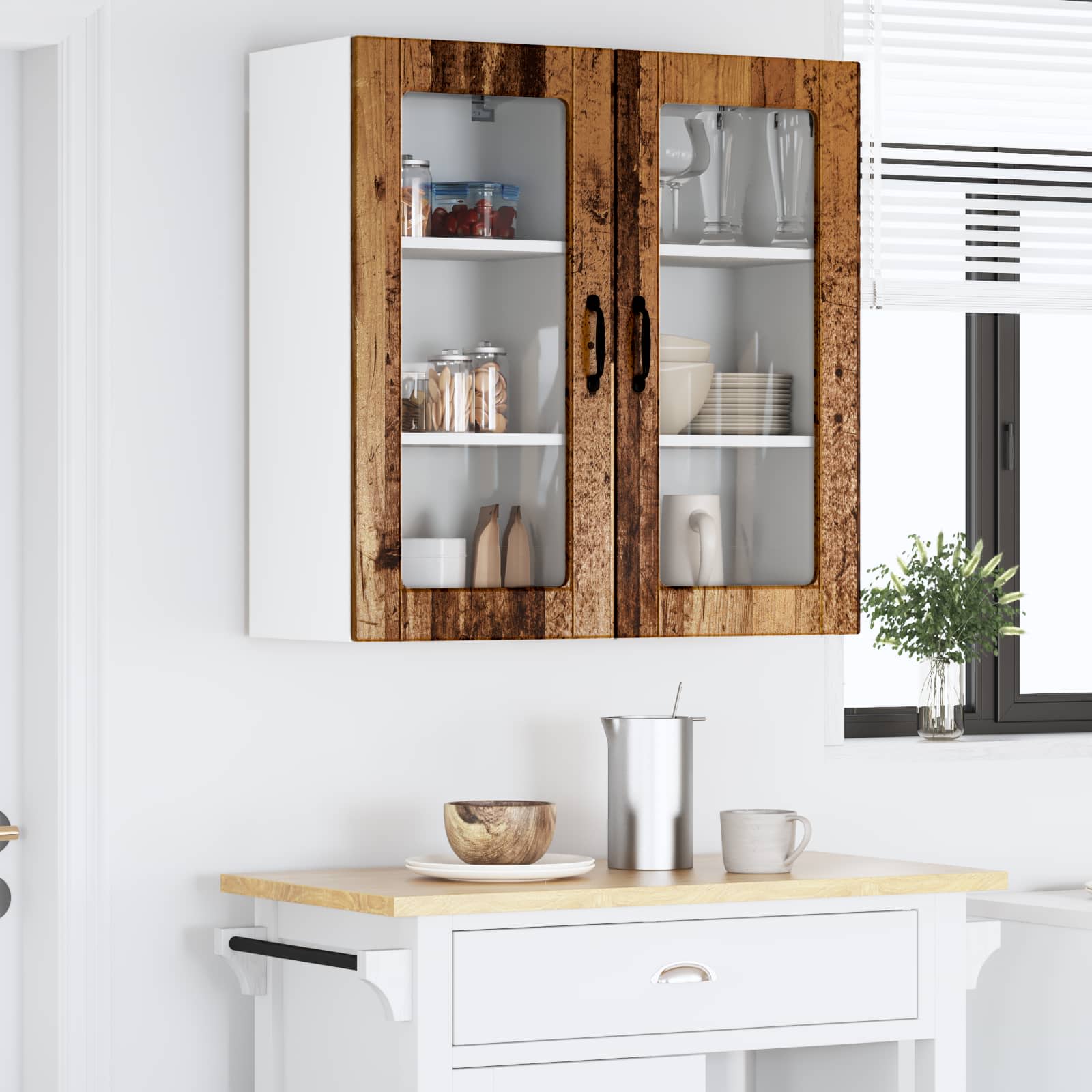 Wandglas-Schrank LUCCA 2 stk. Altholz Holzwerkstoff
