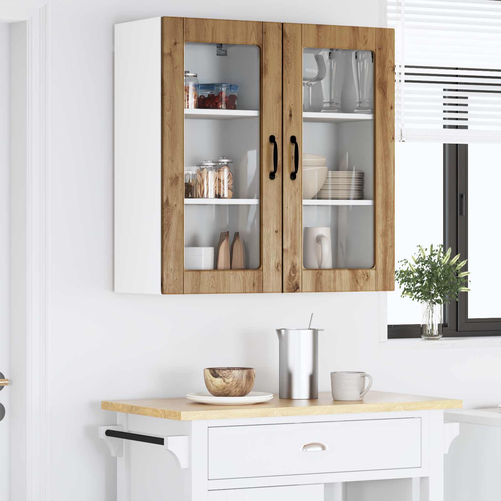 Wandglas-Schrank LUCCA 2 stk. Artisan-Eiche Holzwerkstoff