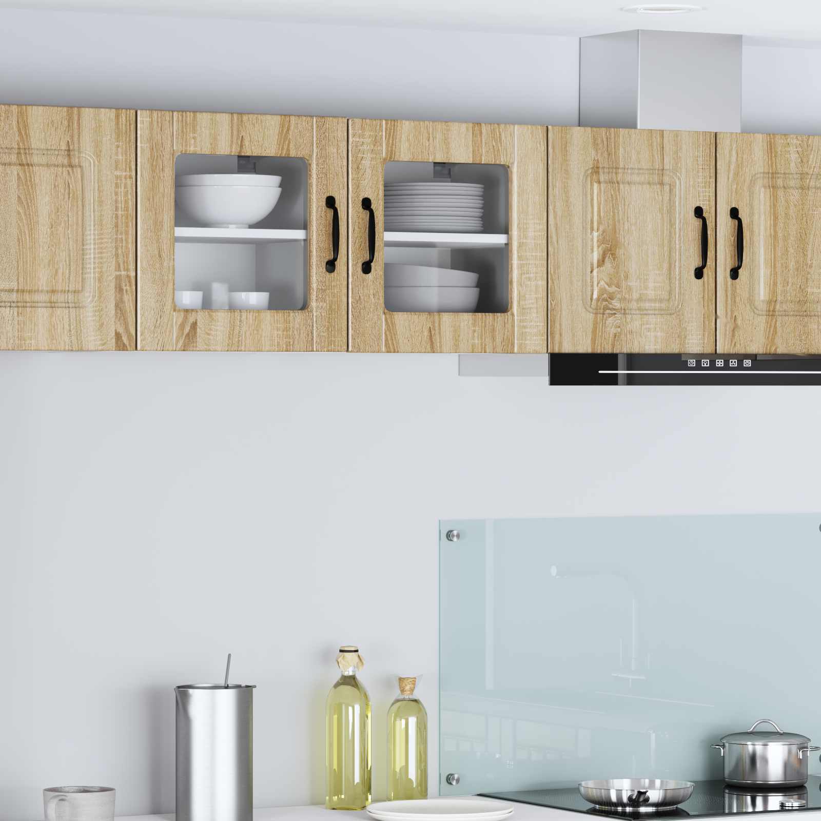 Wandglas-Schrank PORTO 2 stk. Sonoma-Eiche Holzwerkstoff
