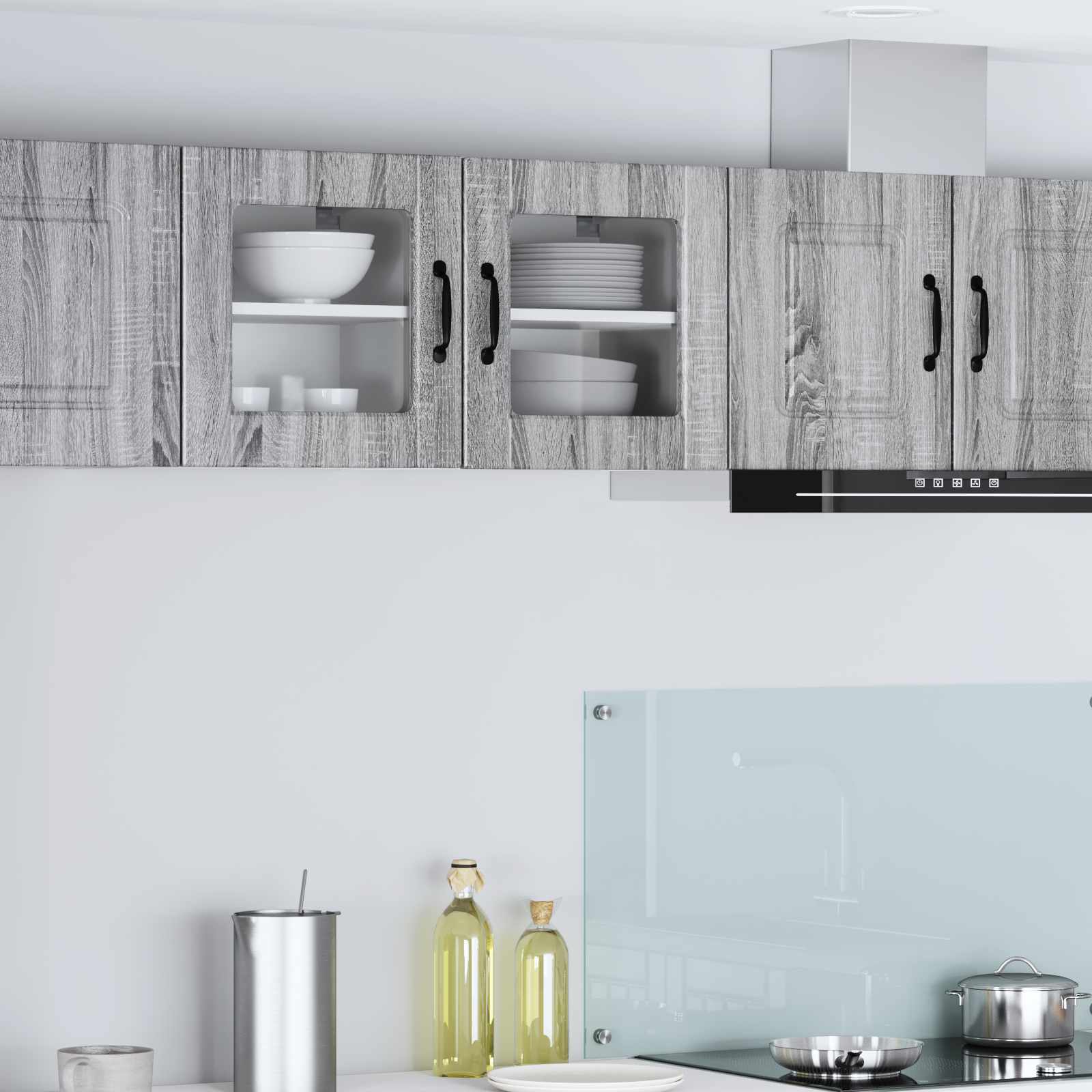 Wandglas-Schrank PORTO Graues Sonoma 40 x 31 x 40 cm