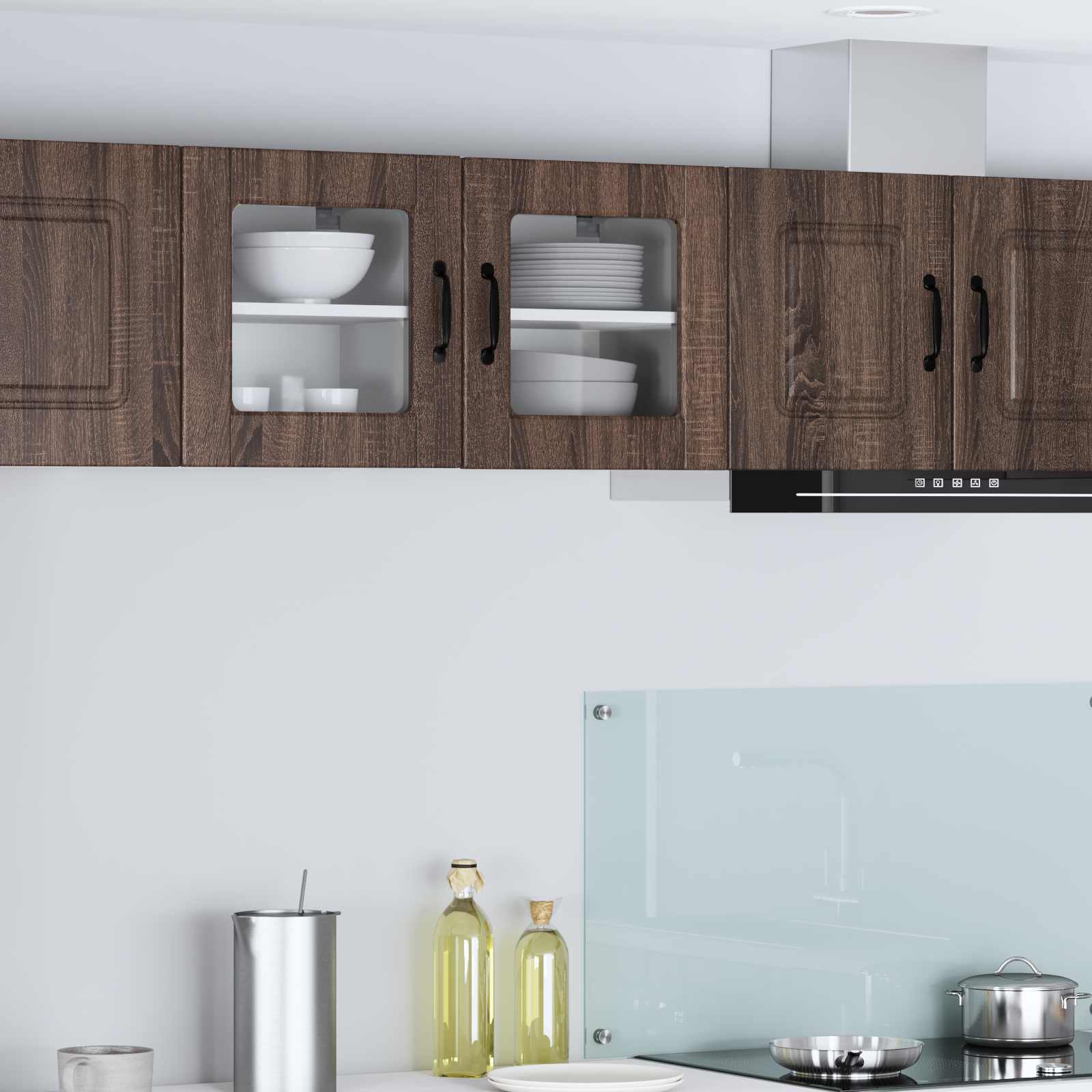 Wandglas-Schrank PORTO 2 stk. Braun Eichen-Optik Holzwerkstoff