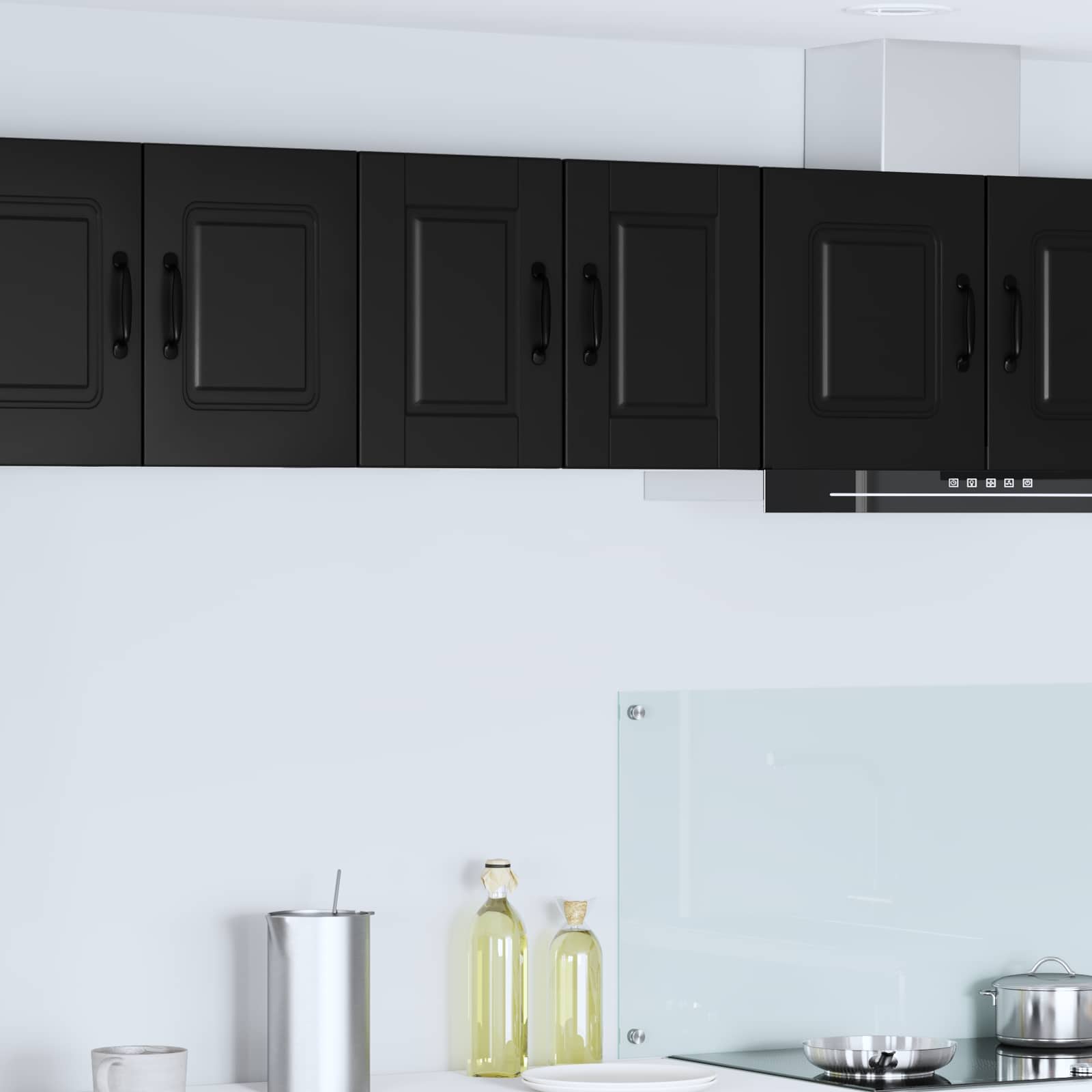 Wandschrank PORTO 2 stk. Schwarz Holzwerkstoff