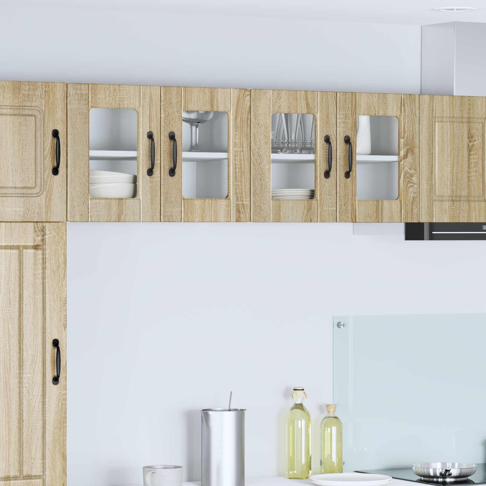 Wandglas-Schrank PORTO 2 stk. Sonoma-Eiche Holzwerkstoff