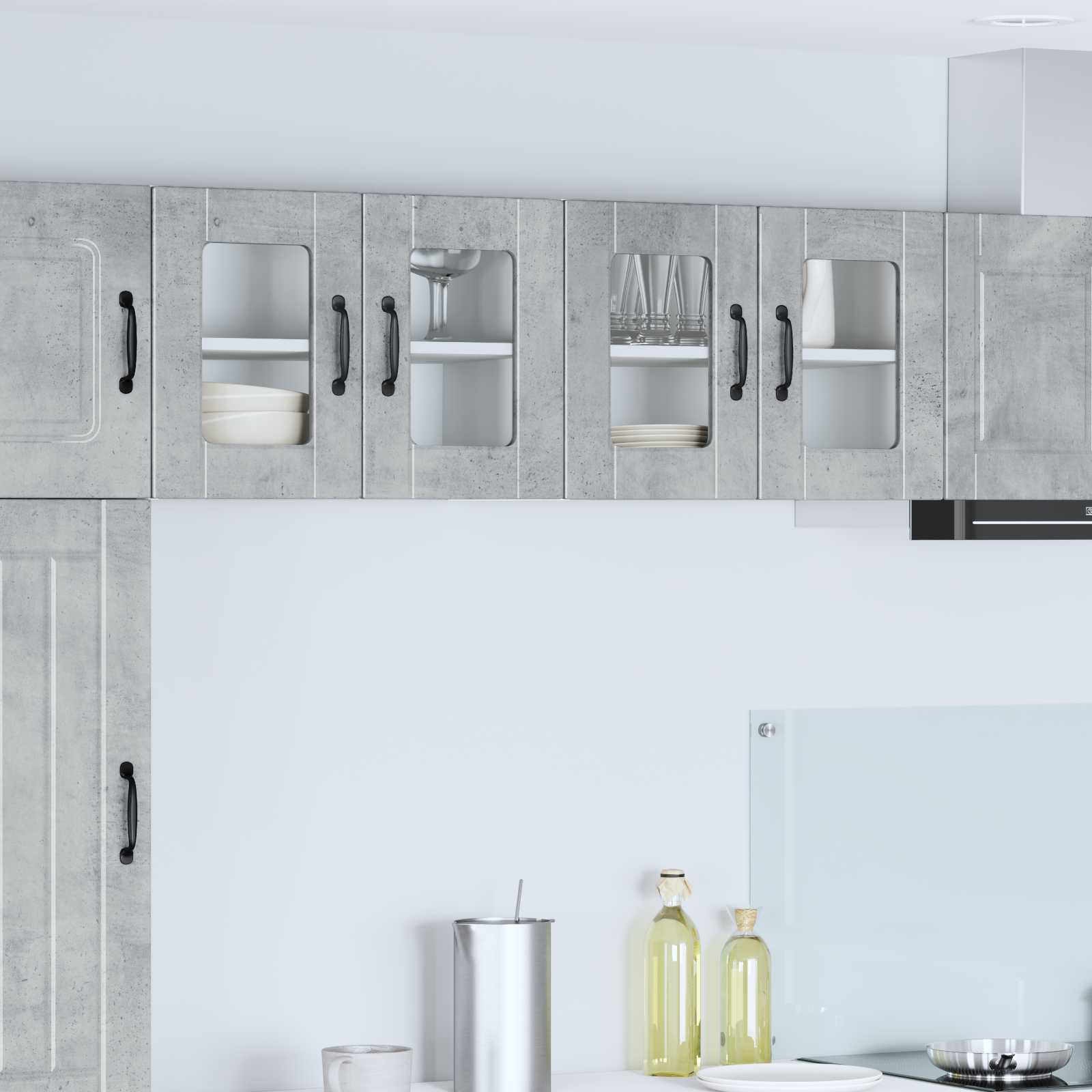 Wandglas-Schrank PORTO 2 stk. Beton Grau Holzwerkstoff