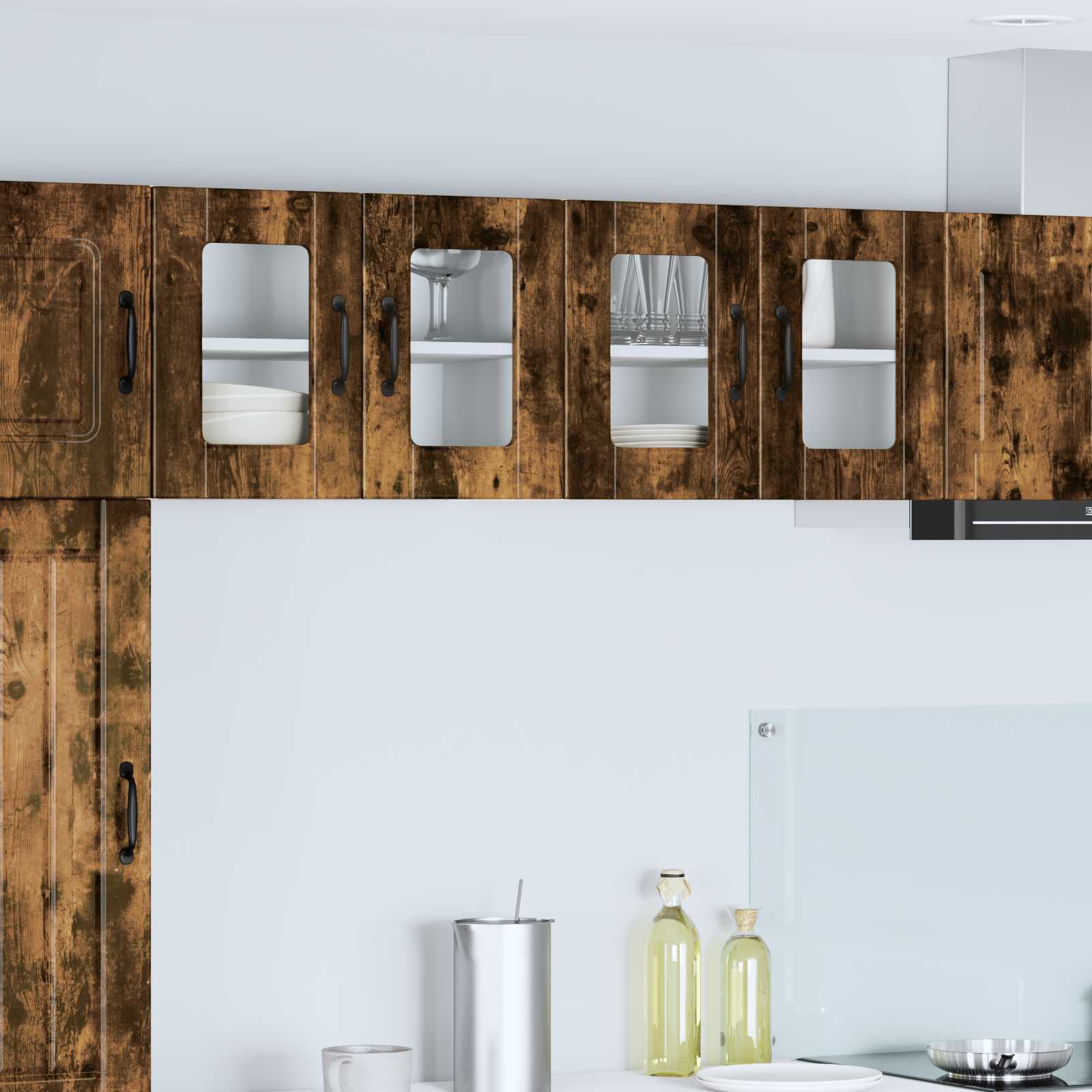 Wandglas-Schrank PORTO Geräucherte Eiche 60 x 31 x 40 cm