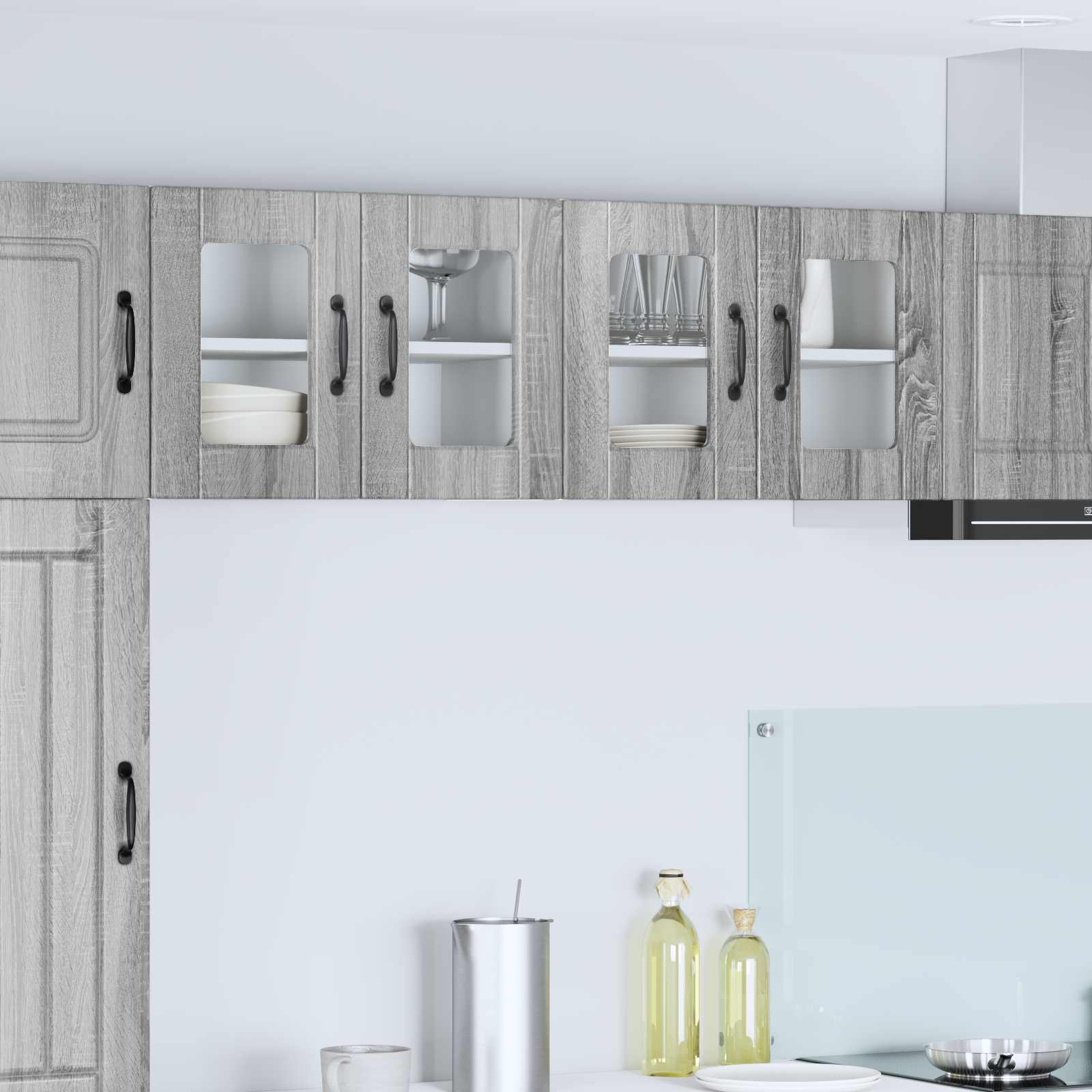 Wandglas-Schrank PORTO 2 stk. Graues Sonoma Holzwerkstoff