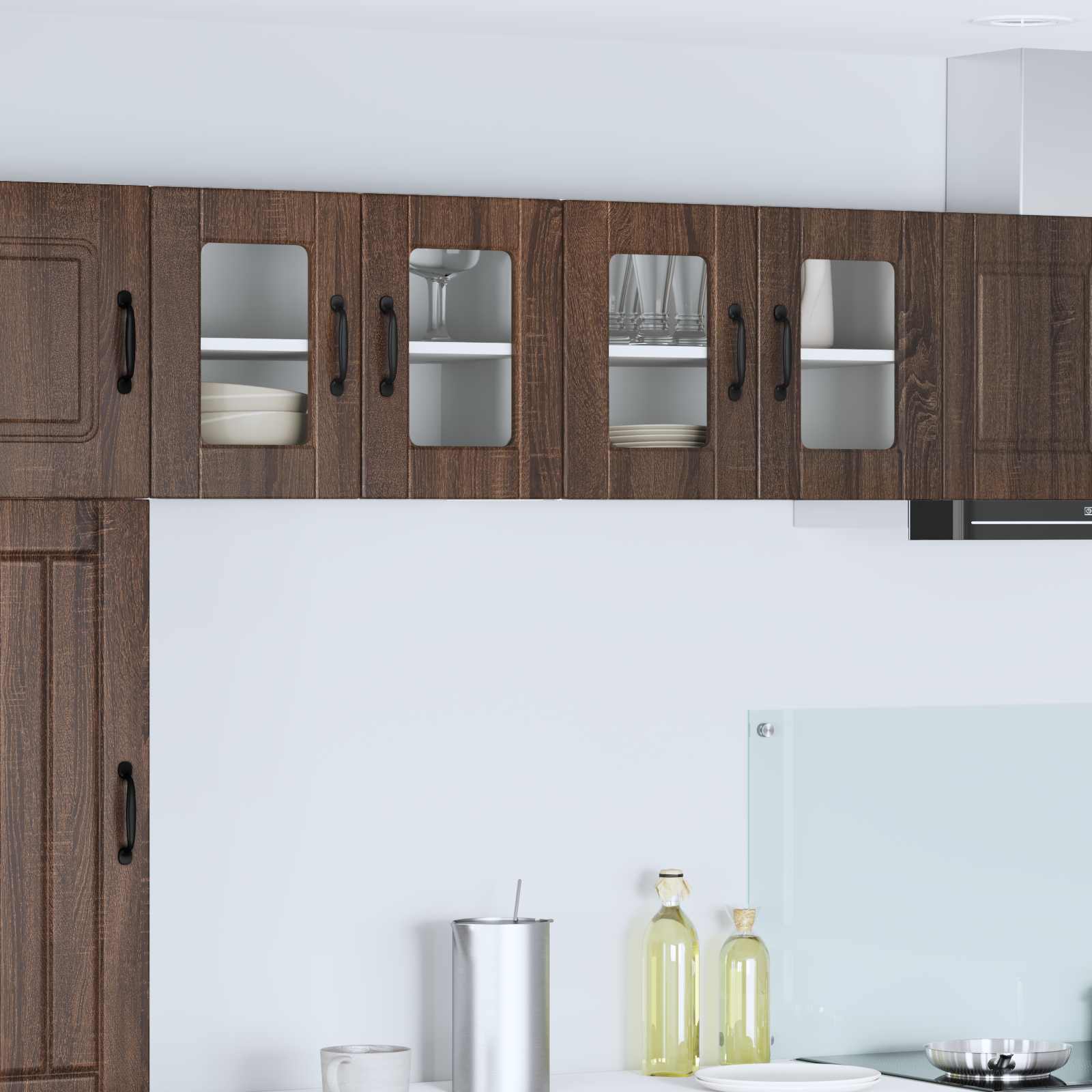 Wandglas-Schrank PORTO 2 stk. Braun Eichen-Optik Holzwerkstoff