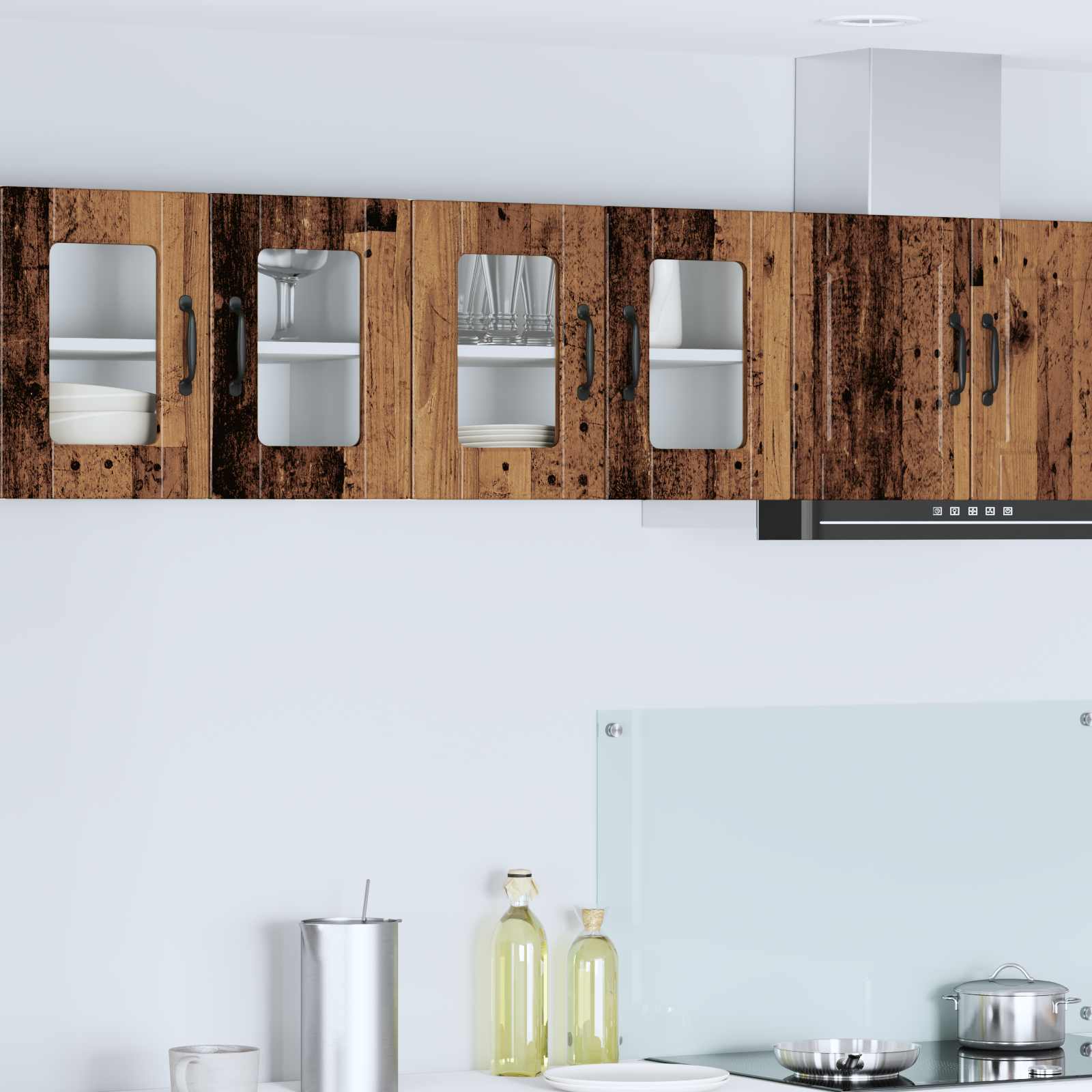 Wandglas-Schrank PORTO 2 stk. Altholz Holzwerkstoff