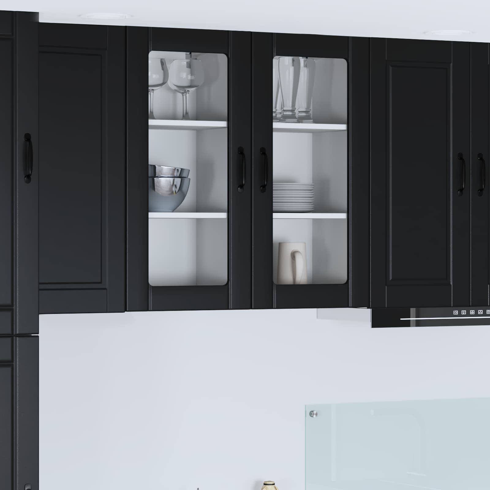 Wandglas-Schrank PORTO Schwarz 40 x 31 x 80 cm Holzwerkstoff