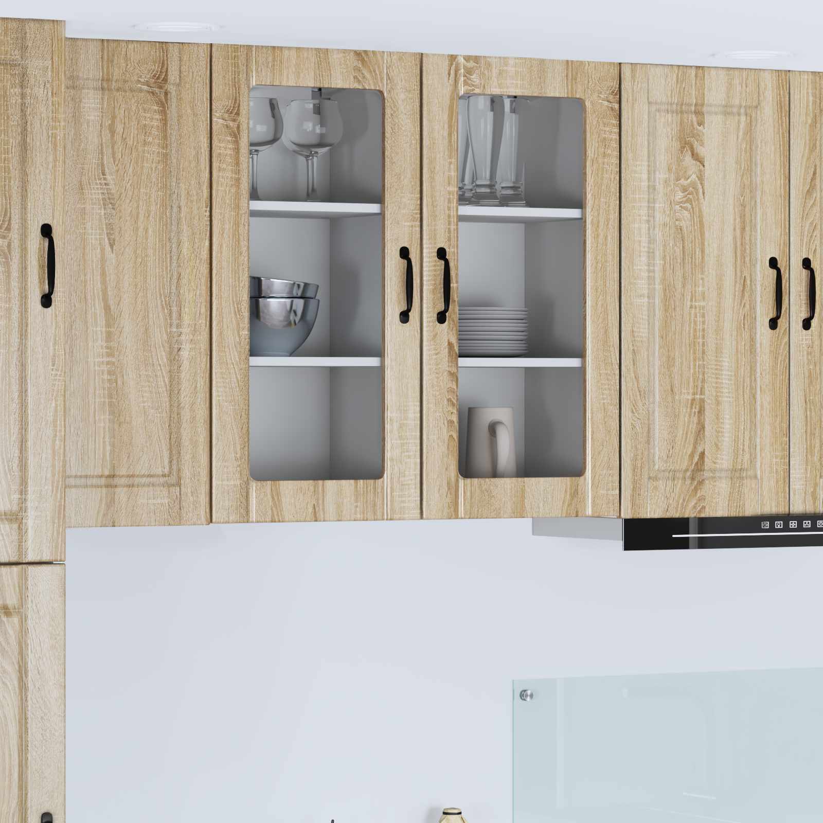 Wandglas-Schrank PORTO 2 stk. Sonoma-Eiche Holzwerkstoff
