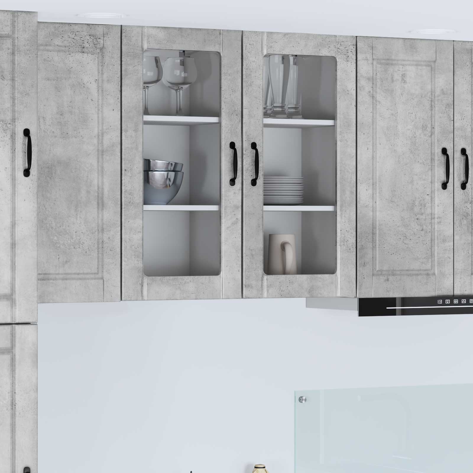 Wandglas-Schrank PORTO 2 stk. Beton Grau Holzwerkstoff