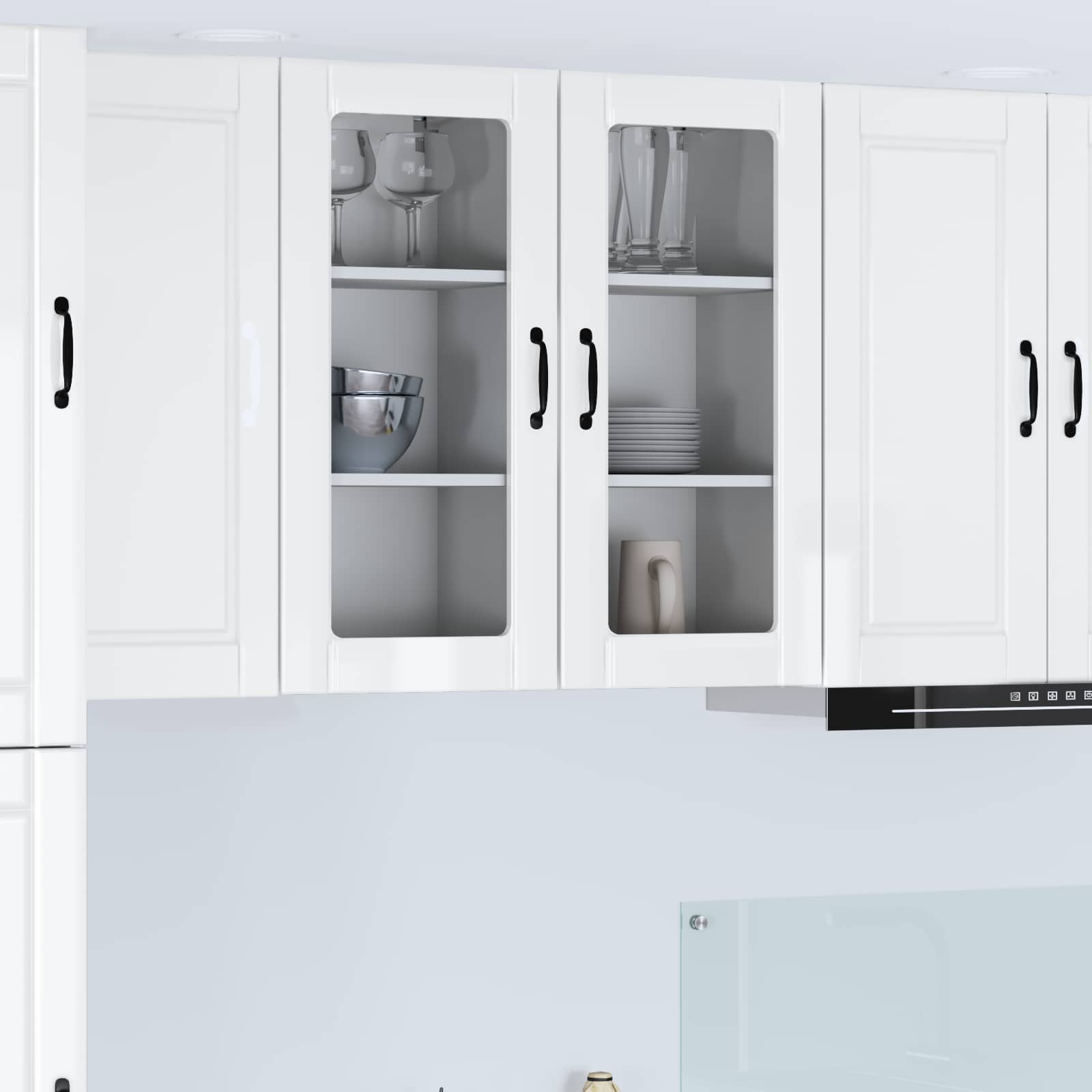 Wandglas-Schrank PORTO Hochglanz Weiß 40 x 31 x 80 cm