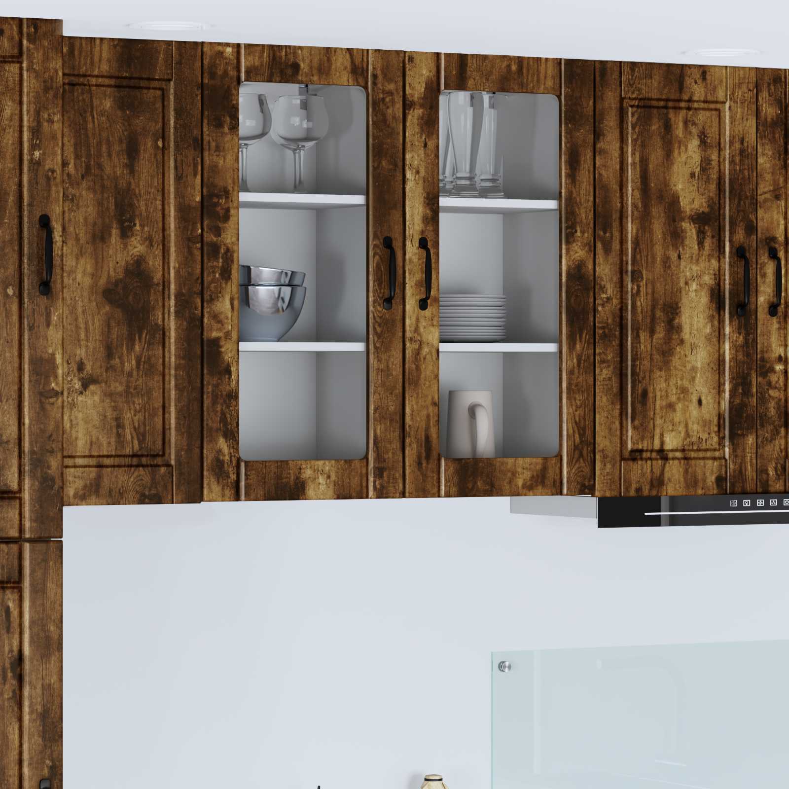 Wandglas-Schrank PORTO Geräucherte Eiche 40 x 31 x 80 cm