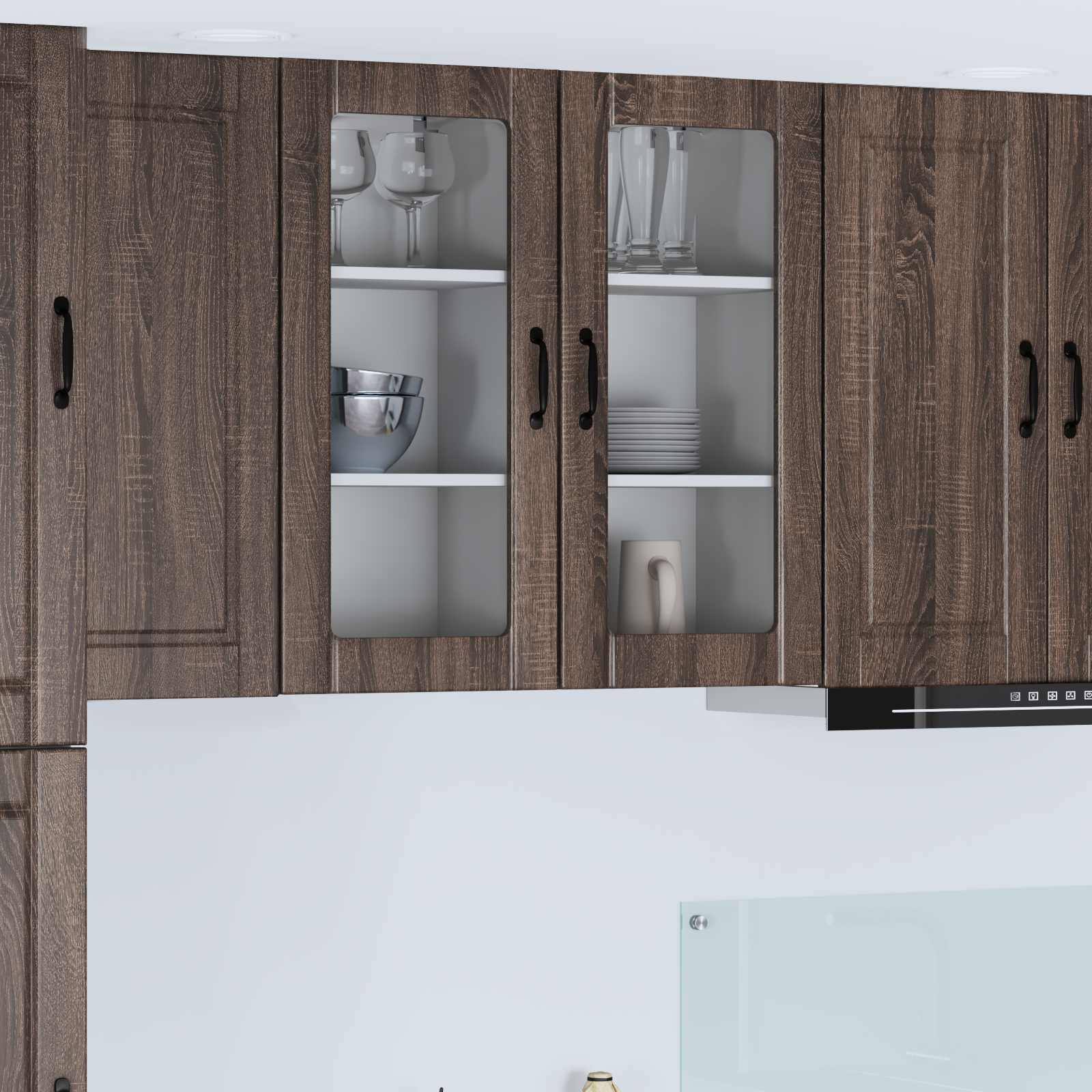 Wandglas-Schrank PORTO 2 stk. Braun Eichen-Optik Holzwerkstoff