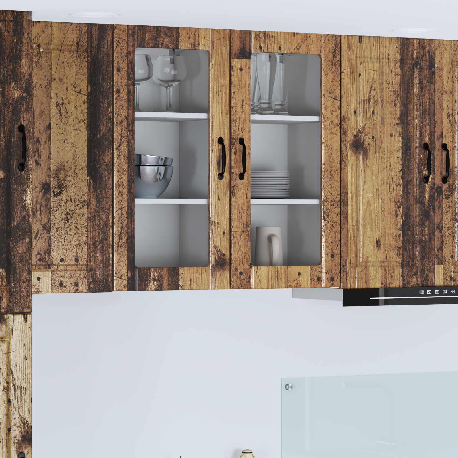 Wandglas-Schrank PORTO 2 stk. Altholz Holzwerkstoff
