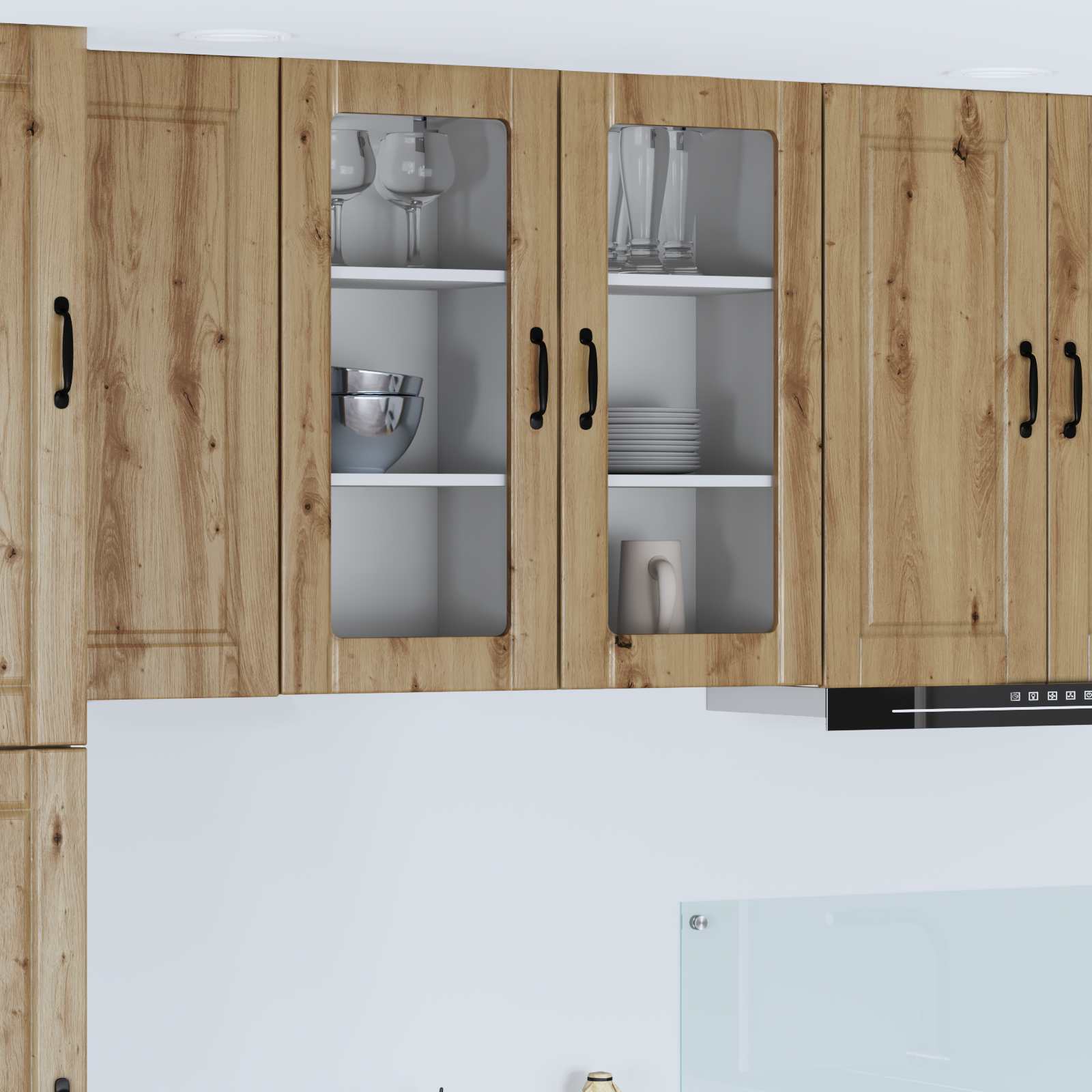 Wandglas-Schrank PORTO 2 stk. Artisan-Eiche Holzwerkstoff