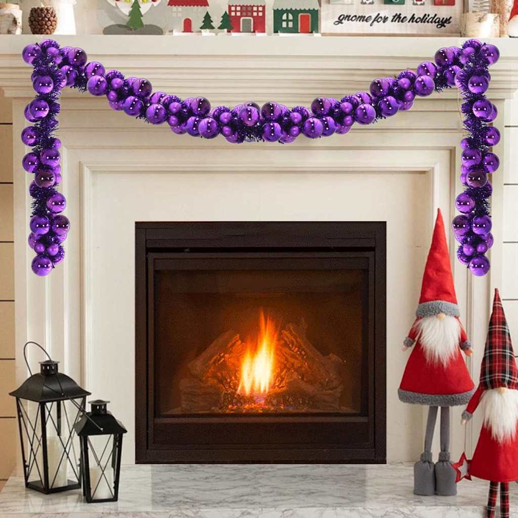 Weihnachtskugelgirlande LEDs Lila 186 cm Polystyrol