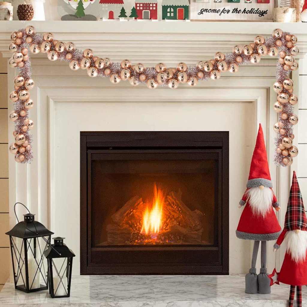 Weihnachtskugelgirlande LEDs Roségold 186 cm Polystyrol