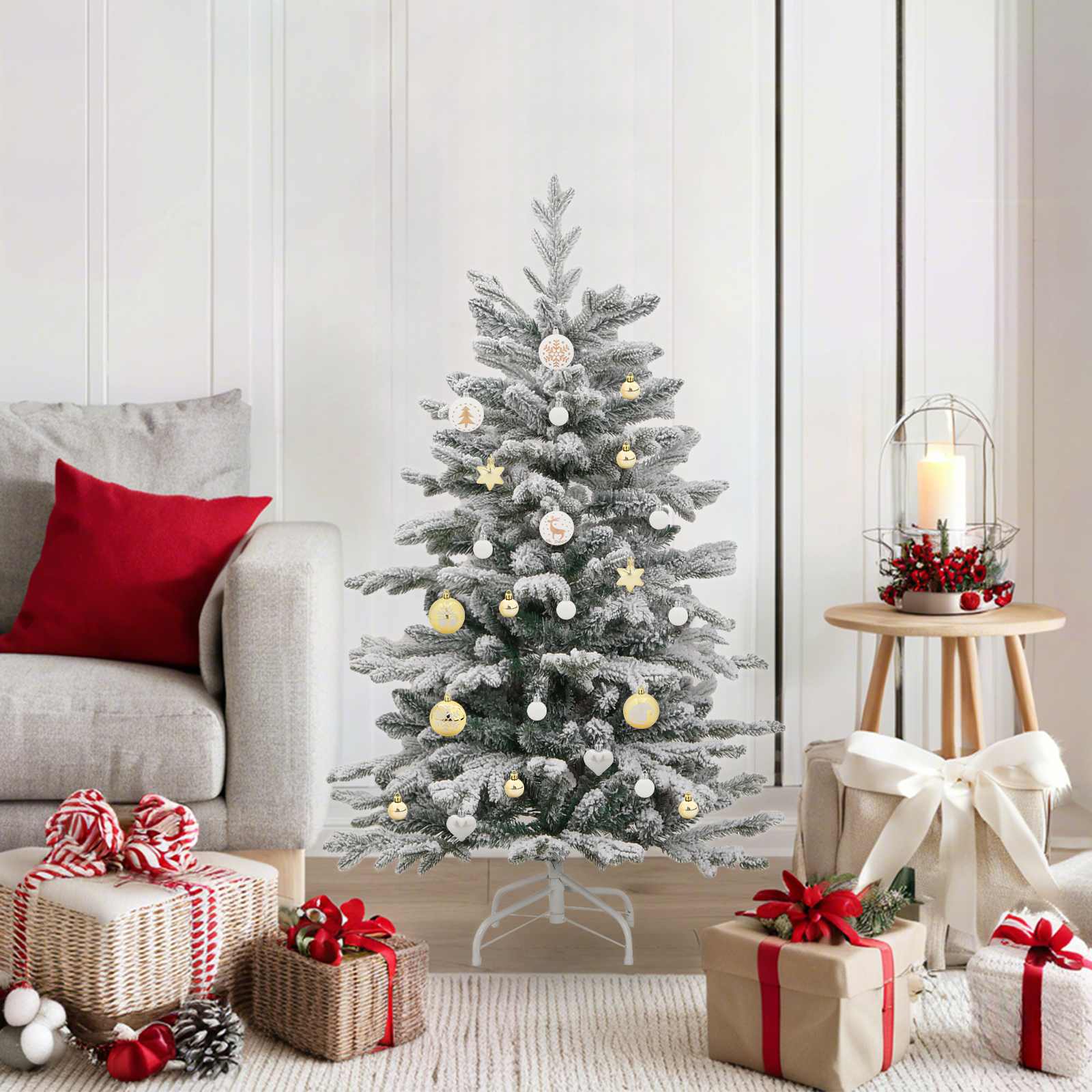 Weihnachtskugel-Set 40 stk. Weiß und Gold Ø 6 cm Kunststoff