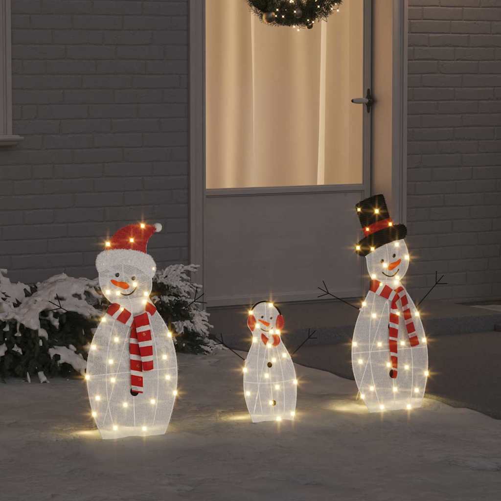 Beleuchtete Schneemann Familie 3 stk. Warmes Weiß 56 x 80 cm