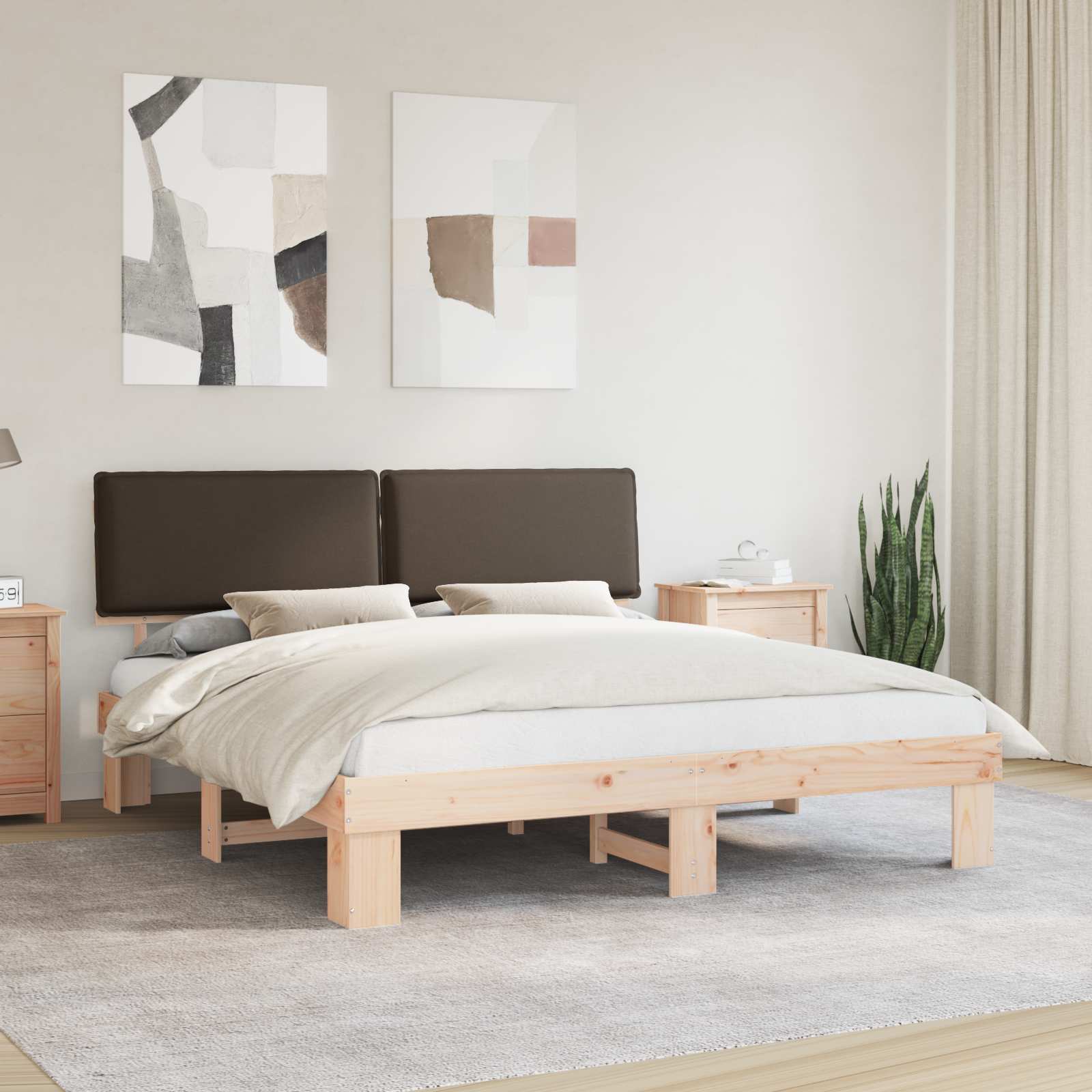 Bettgestell mit gepolstertem Kopfteil Taupe 200 x 200 cm