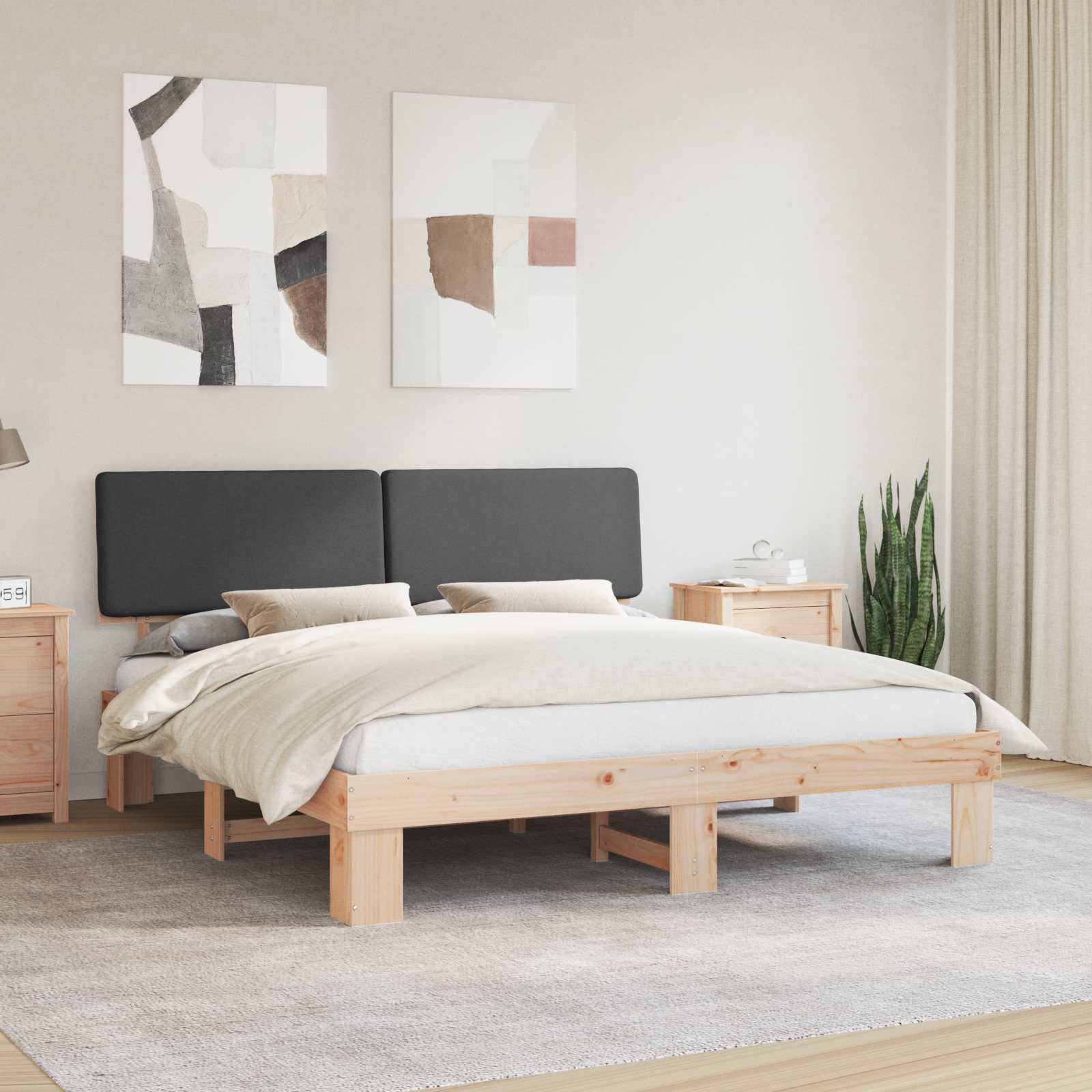 Bettgestell mit gepolstertem Kopfteil Dunkelgrau 200 x 200 cm