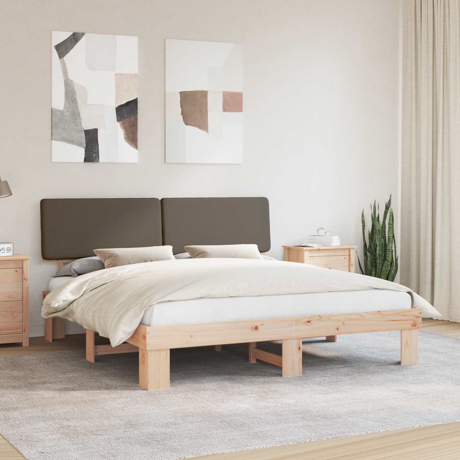 Bettgestell mit gepolstertem Kopfteil Taupe 200 x 200 cm