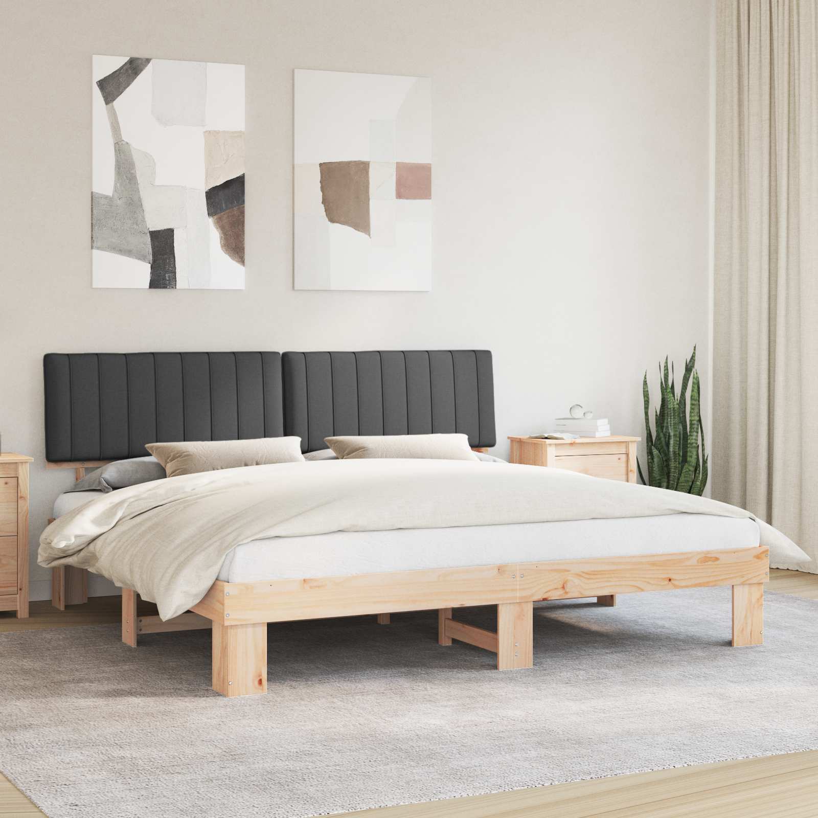 Bettgestell mit gepolstertem Kopfteil Dunkelgrau 200 x 200 cm