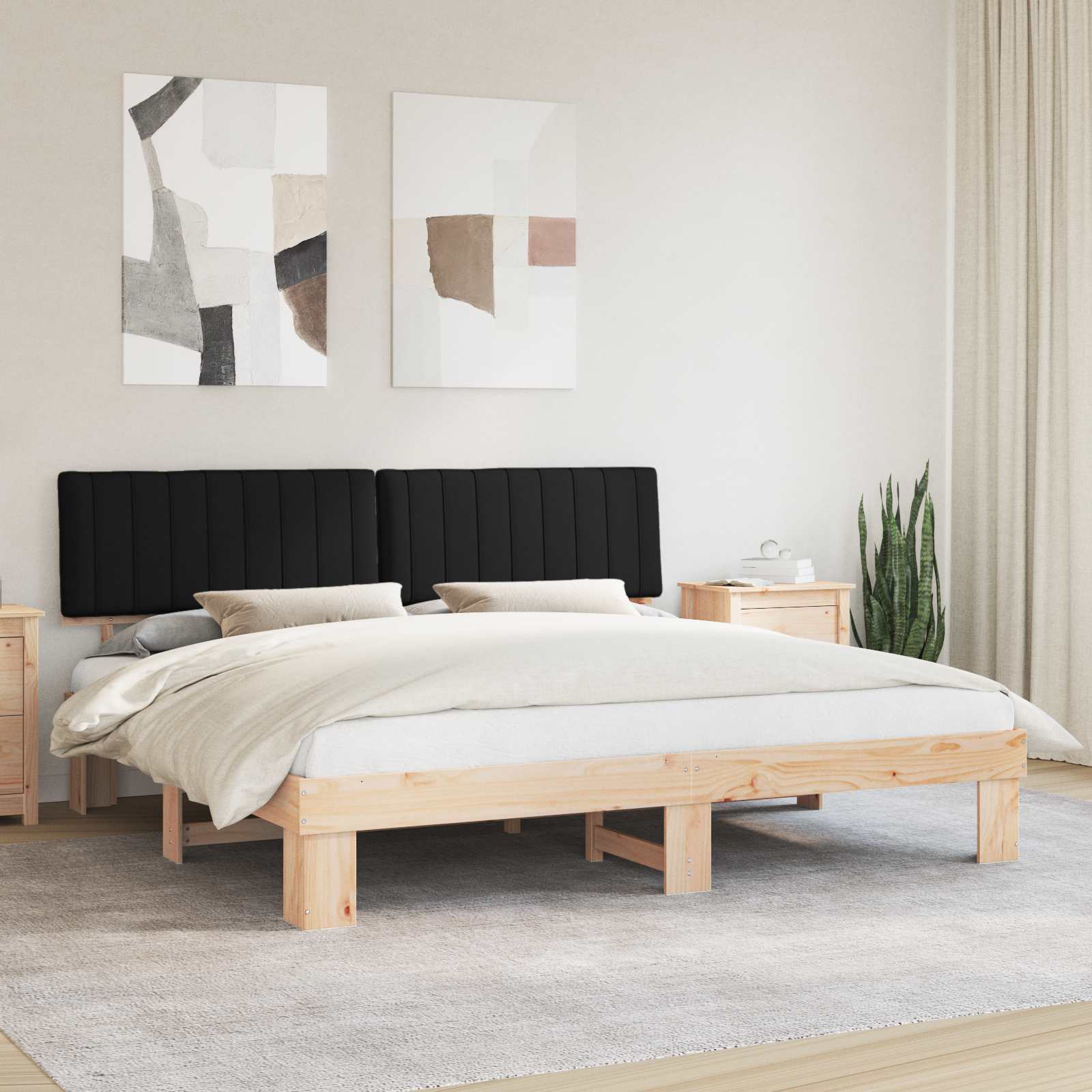 Bettgestell mit gepolstertem Kopfteil Schwarz 200 x 200 cm