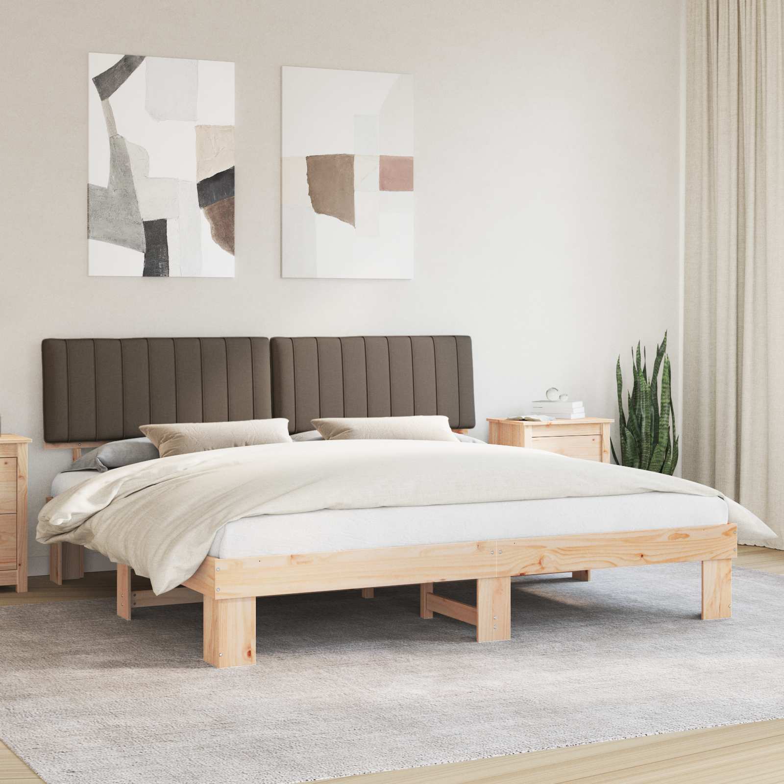Bettgestell mit gepolstertem Kopfteil Taupe 200 x 200 cm