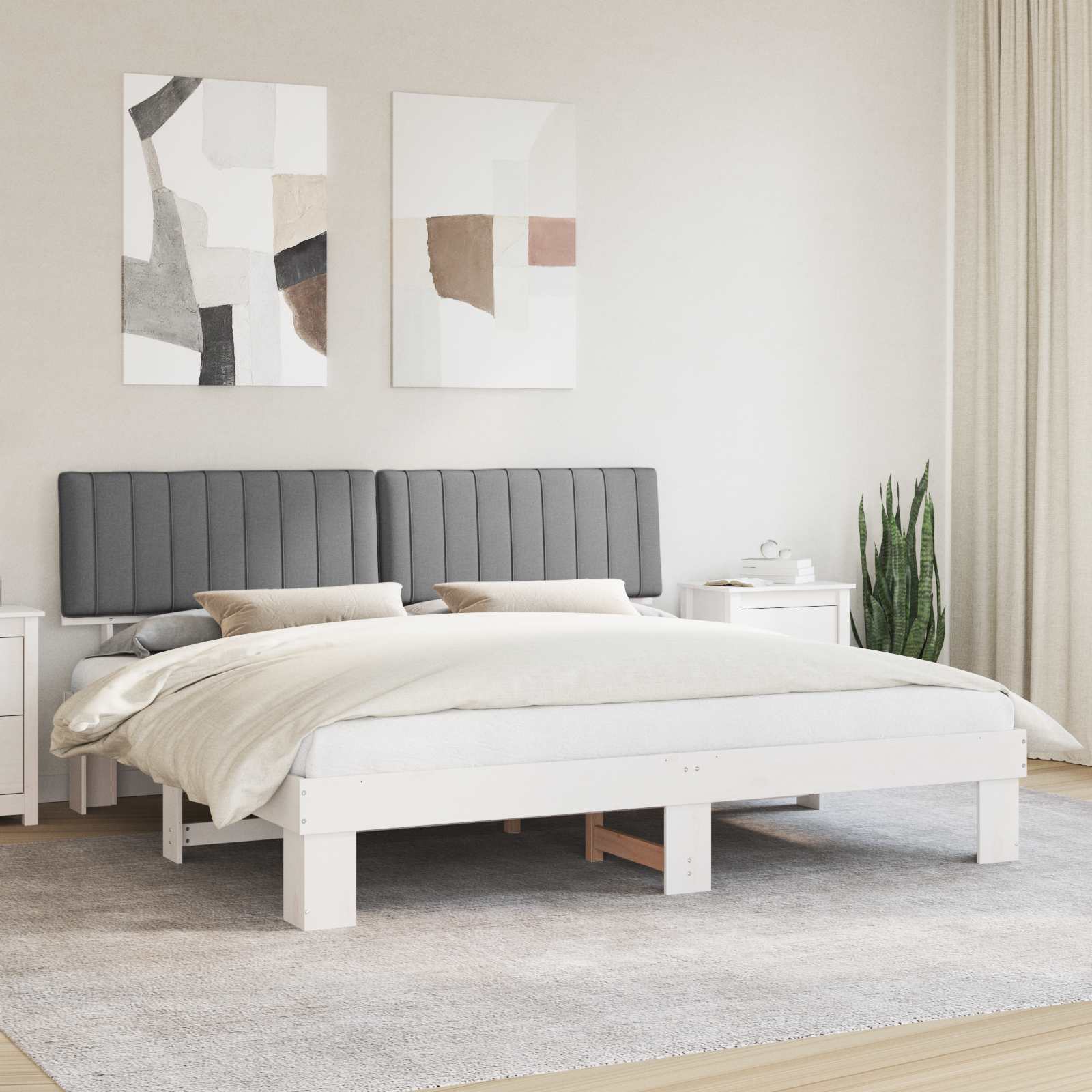 Bettgestell mit gepolstertem Kopfteil Hellgrau 200 x 200 cm