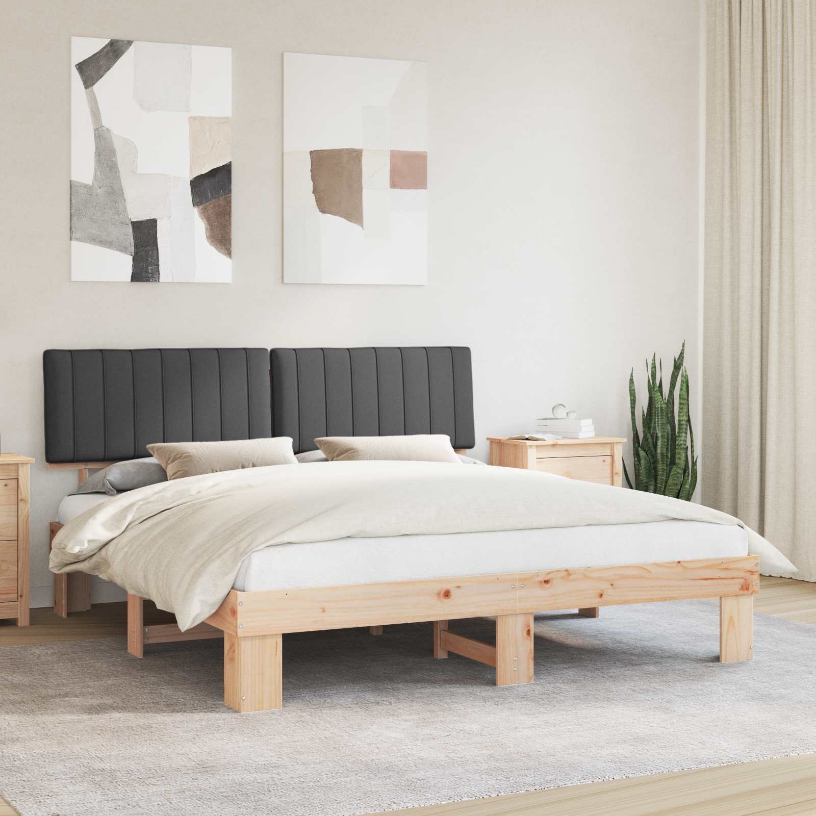 Bettgestell mit gepolstertem Kopfteil Dunkelgrau 180 x 200 cm