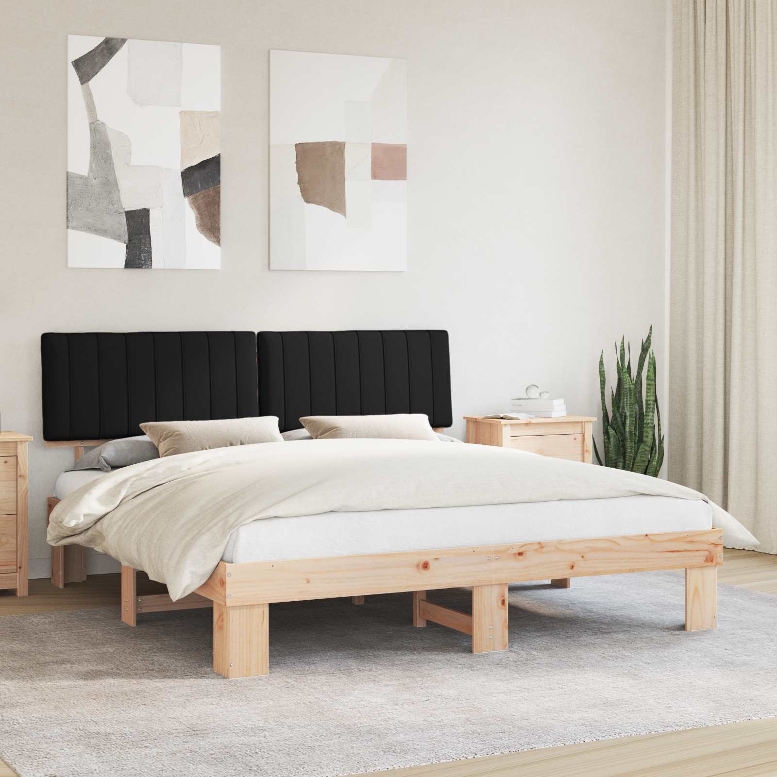Bettgestell mit gepolstertem Kopfteil Schwarz 180 x 200 cm