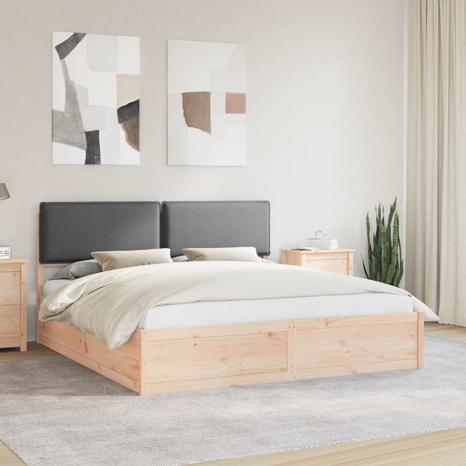 Bettgestell mit gepolstertem Kopfteil Dunkelgrau 200 x 200 cm
