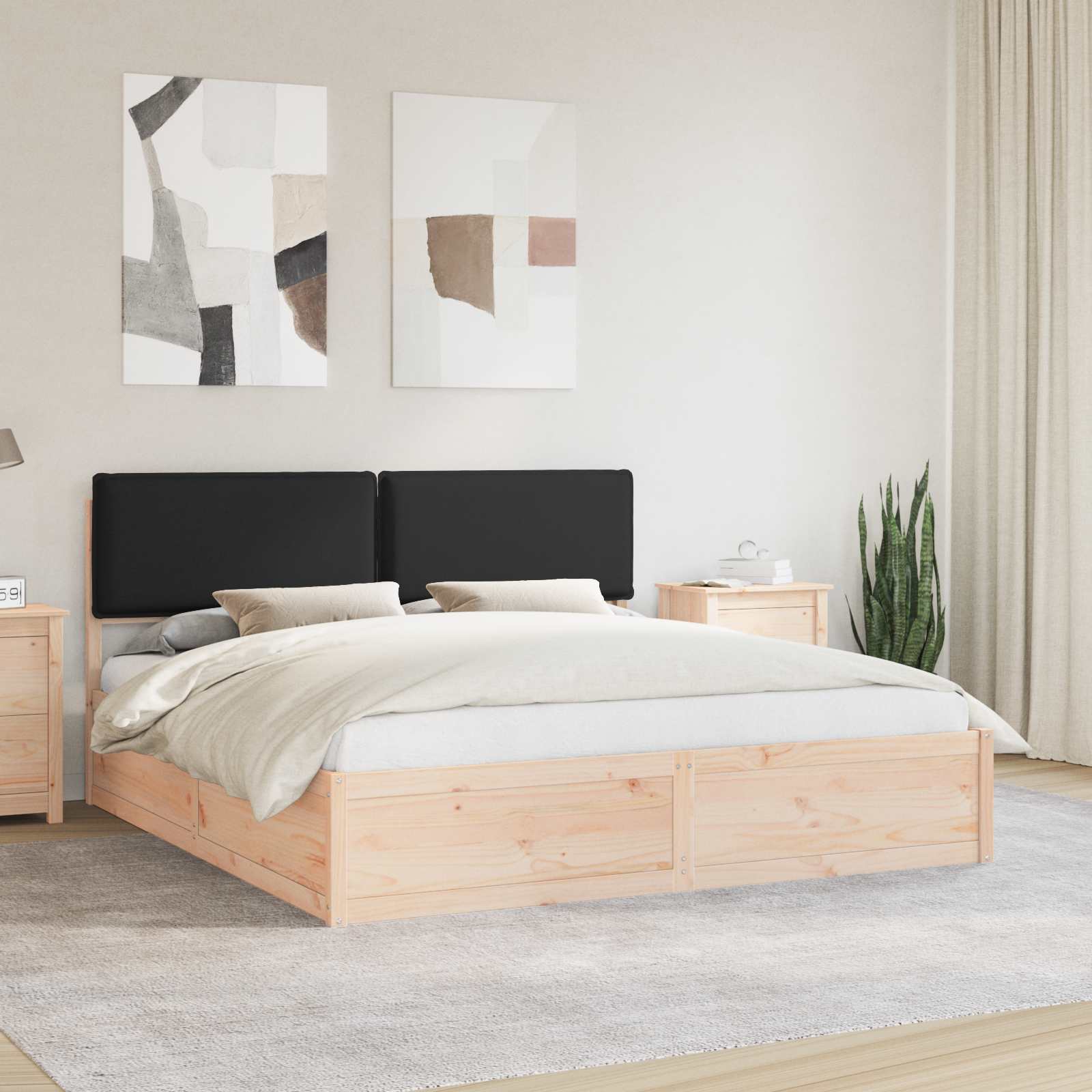 Bettgestell mit gepolstertem Kopfteil Schwarz 200 x 200 cm