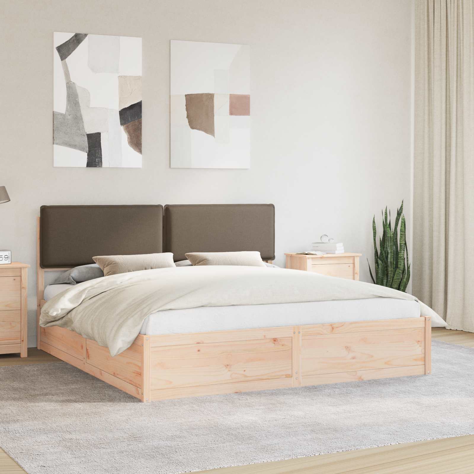 Bettgestell mit gepolstertem Kopfteil Taupe 200 x 200 cm