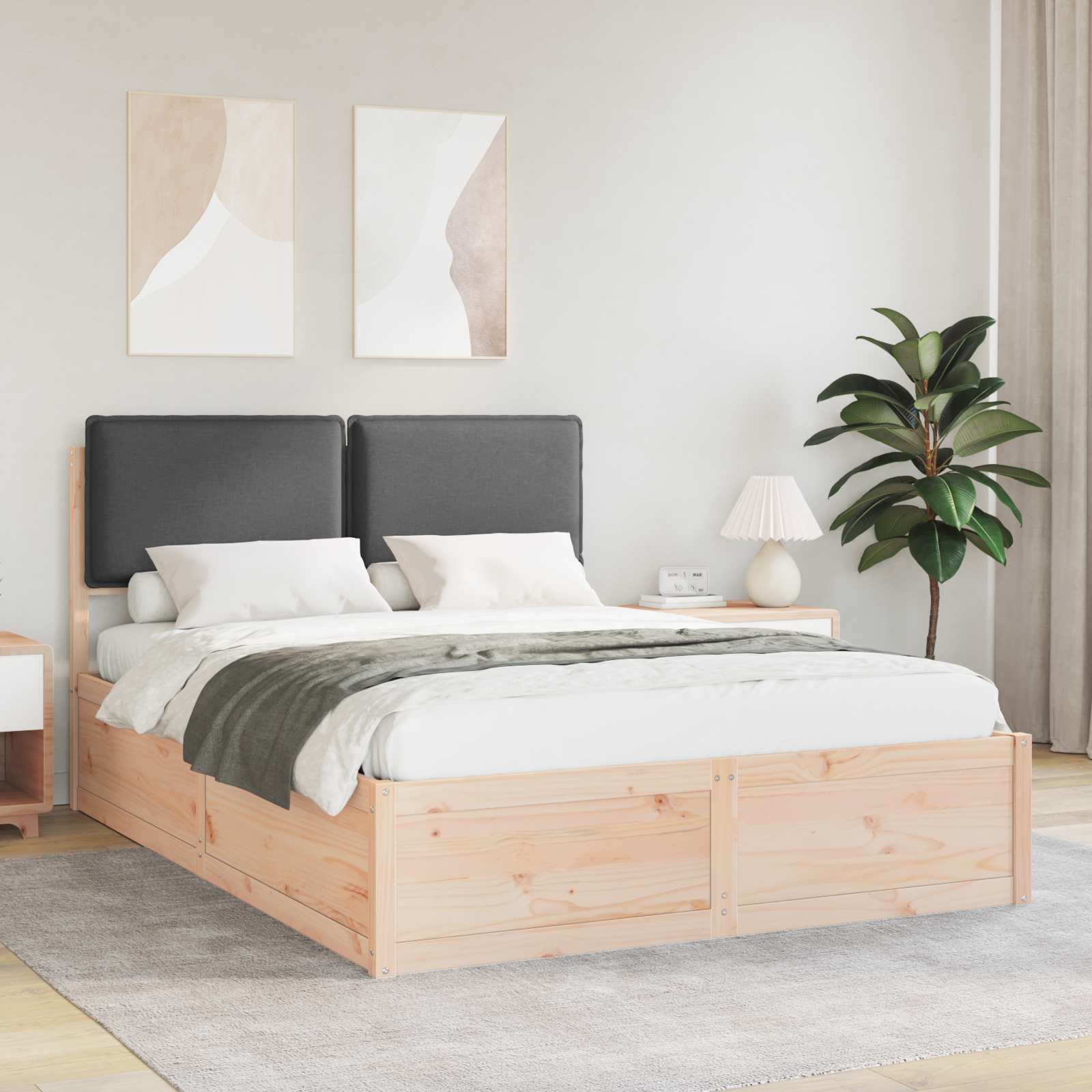 Bettgestell mit gepolstertem Kopfteil Dunkelgrau 150 x 200 cm