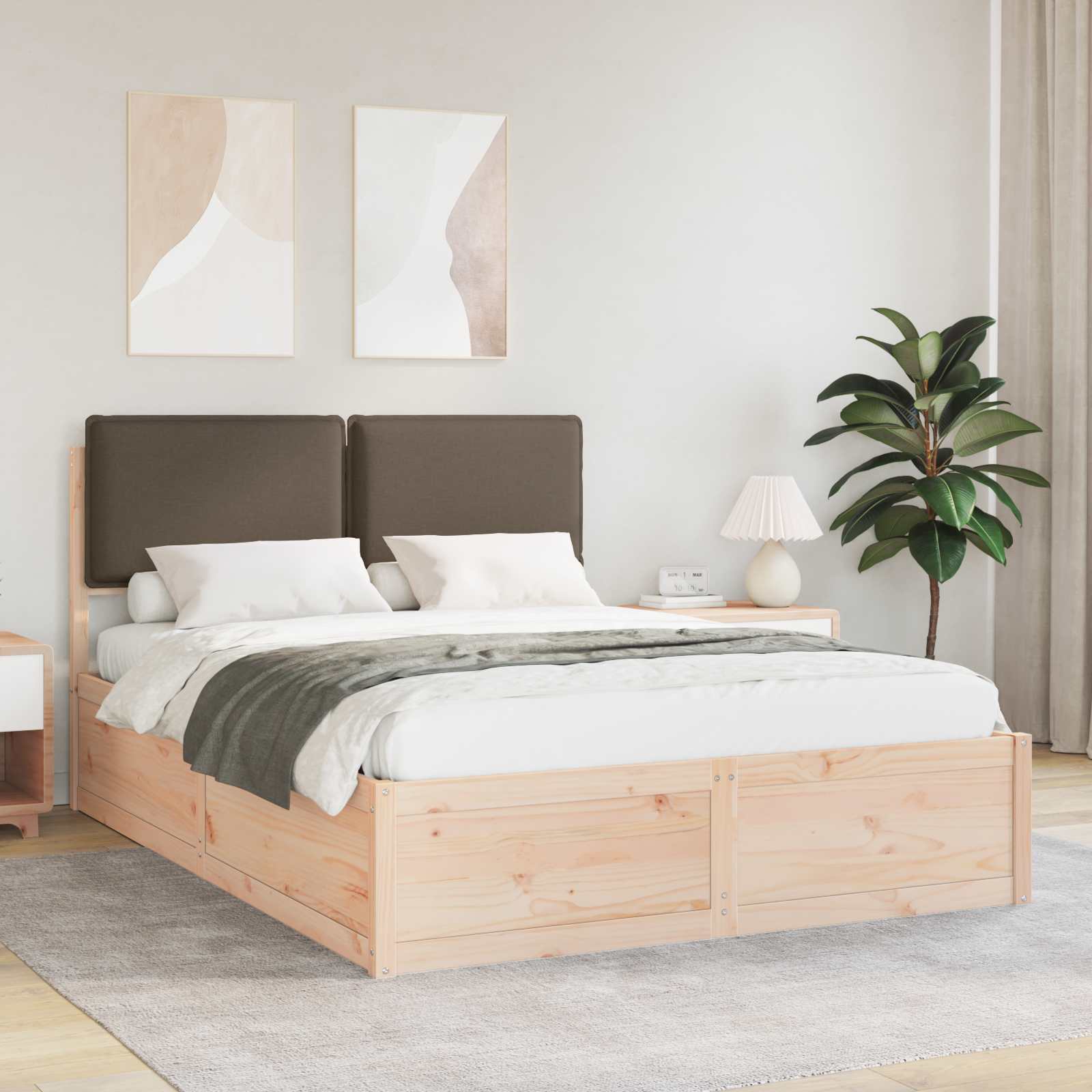 Bettgestell mit gepolstertem Kopfteil Taupe 150 x 200 cm