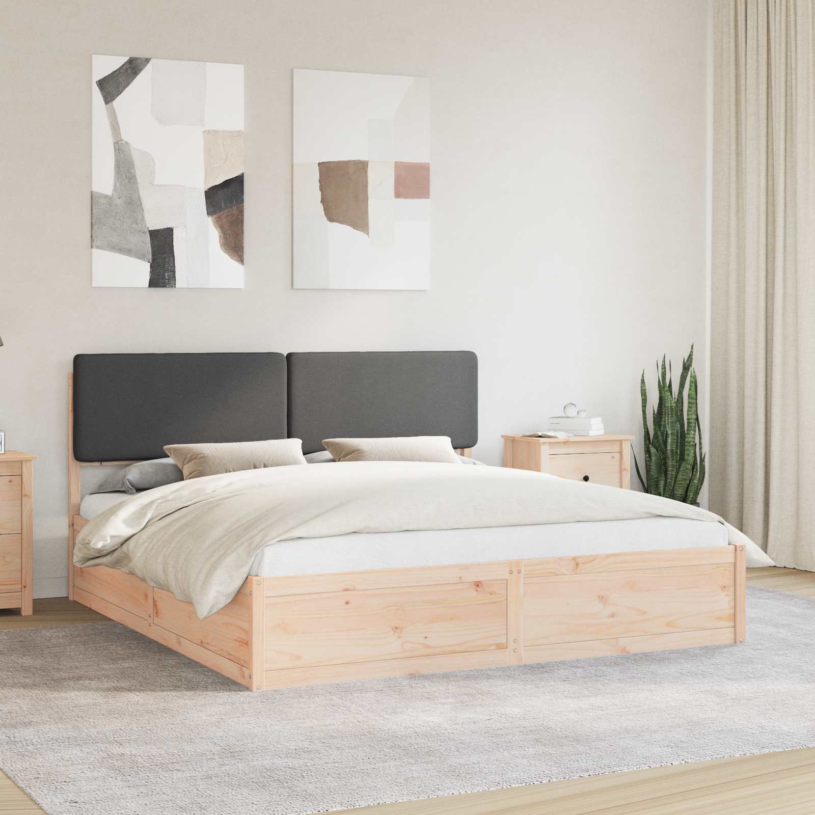 Bettgestell mit gepolstertem Kopfteil Dunkelgrau 200 x 200 cm