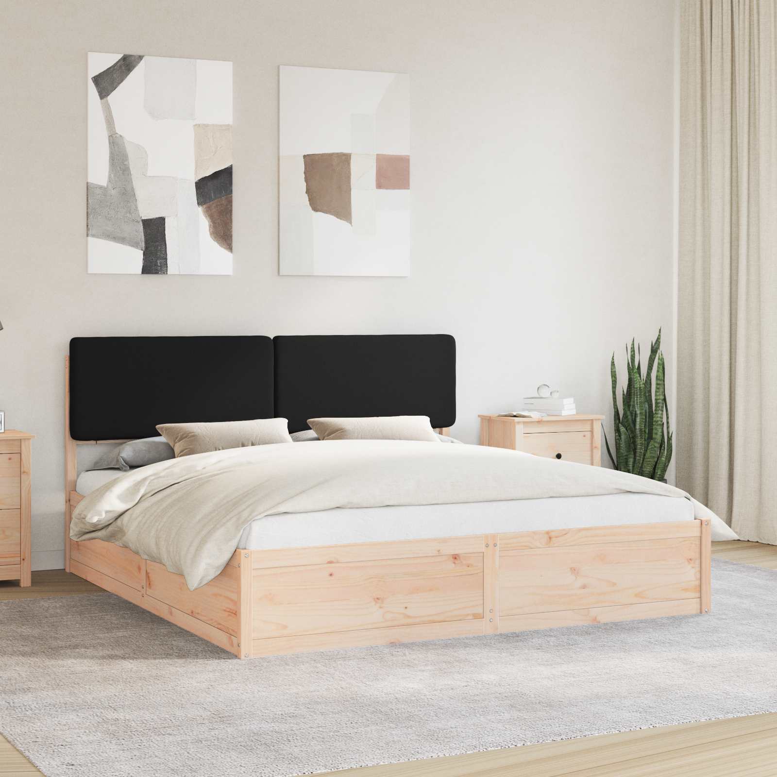 Bettgestell mit gepolstertem Kopfteil Schwarz 200 x 200 cm