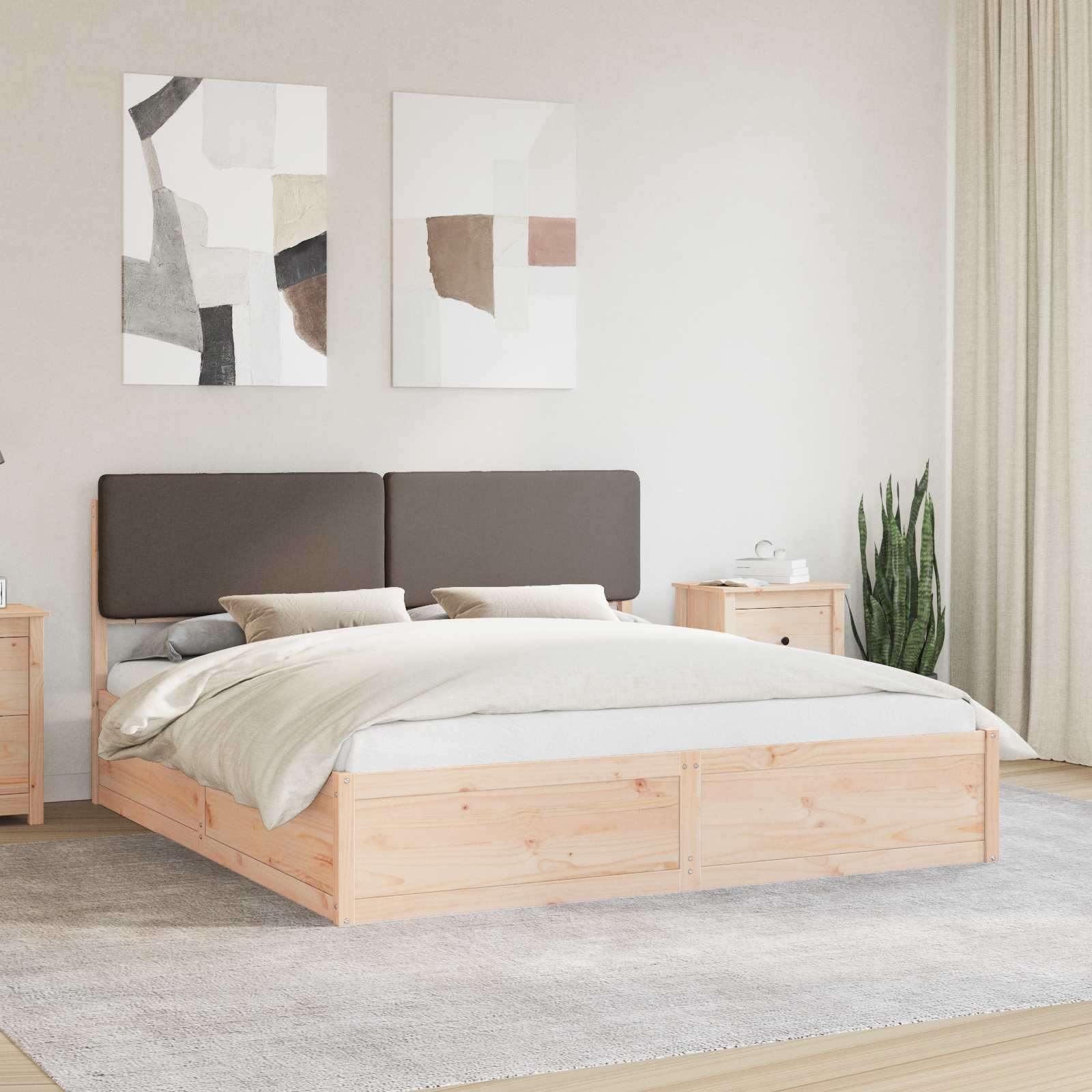 Bettgestell mit gepolstertem Kopfteil Taupe 200 x 200 cm