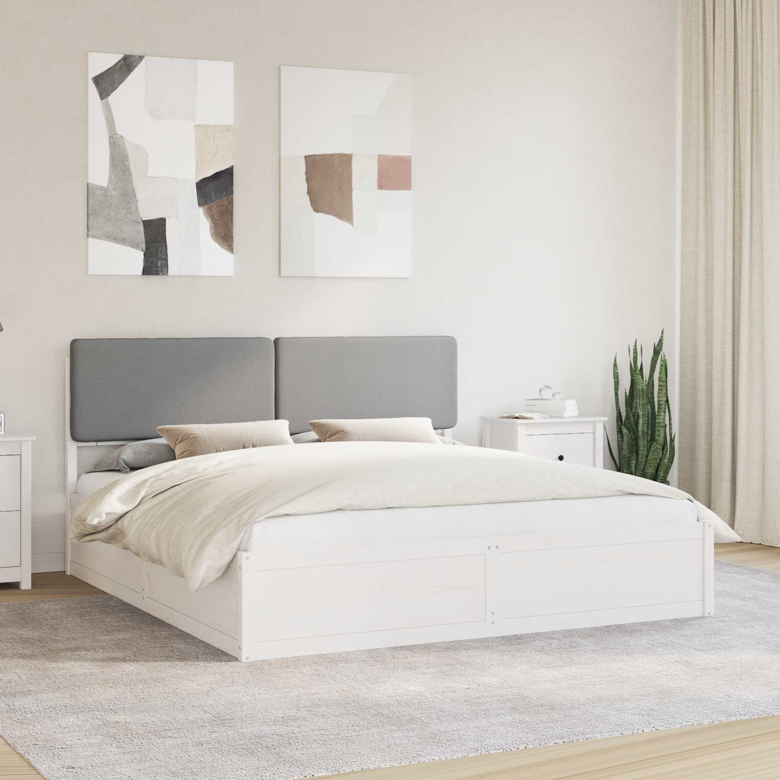 Bettgestell mit gepolstertem Kopfteil Hellgrau 180 x 200 cm